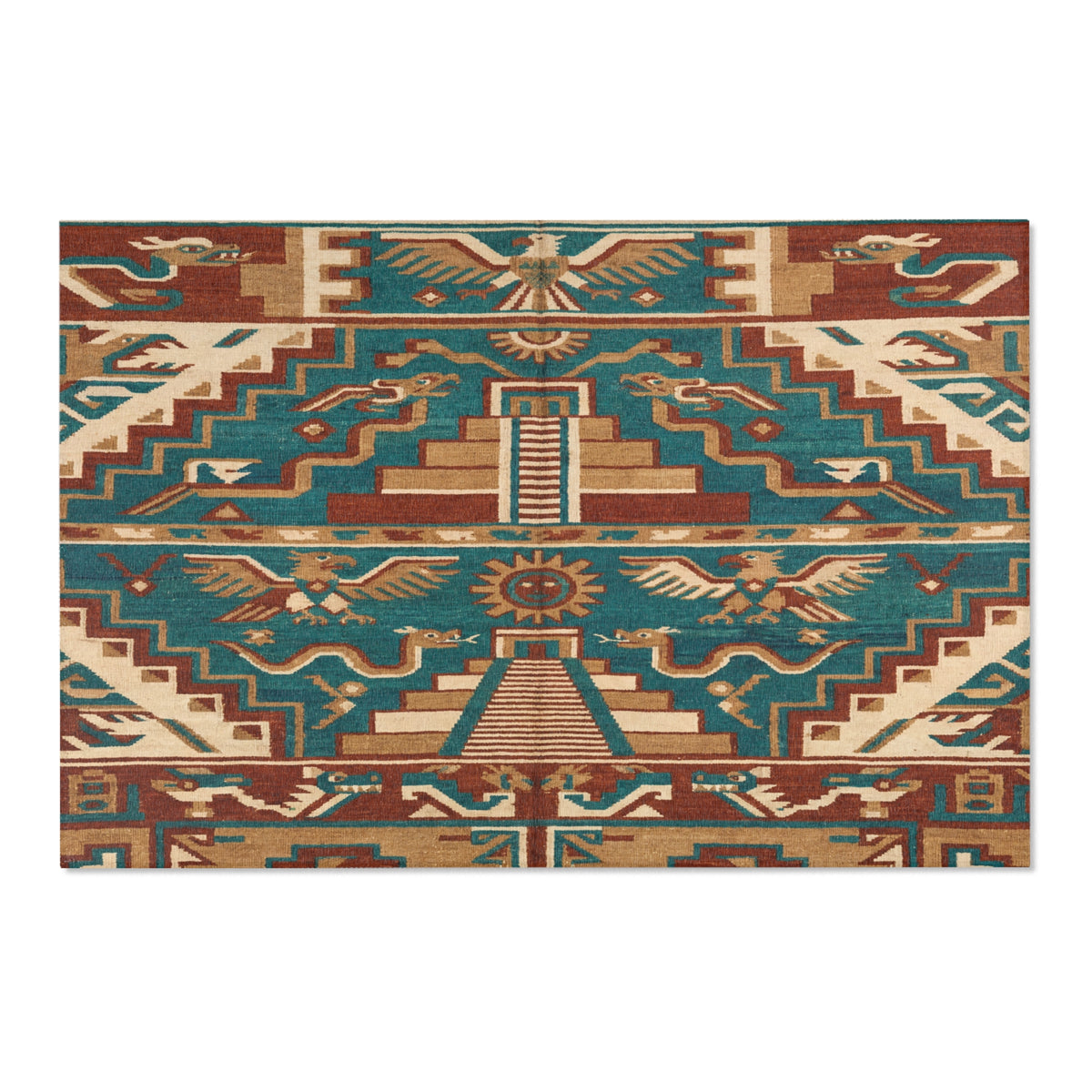 Southwestern Aztec Eagle Pattern Area Rug | Tribal Geometric Floor Mat