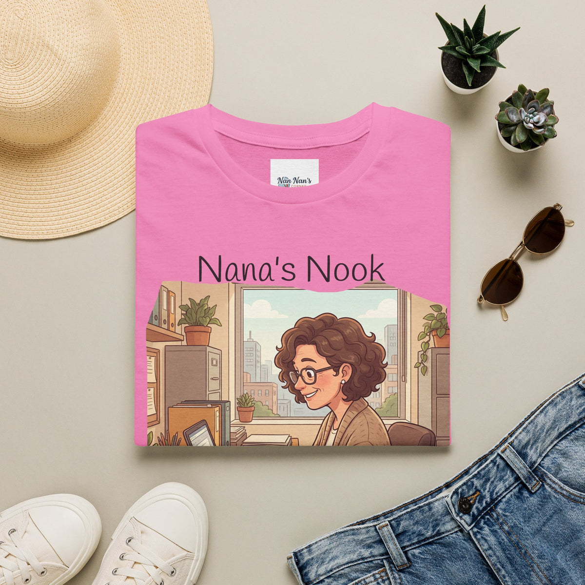T-Shirt / "Nana's Nook: My Manager Has Whiskers" Cozy Grandma Cat Lover Tee