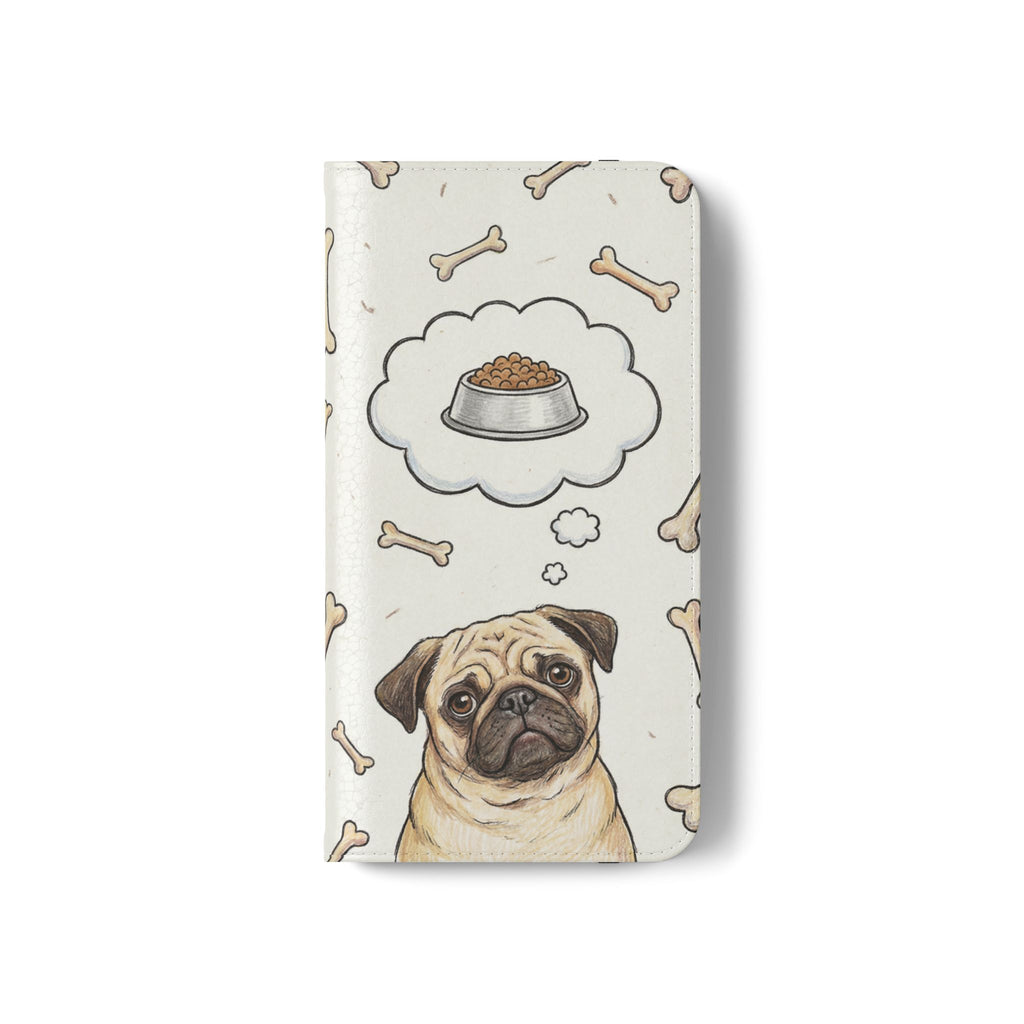 Pug & Bones Phone Flip Case / Cute Dog Wallet Cover