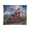 Red Semi Truck Comforter | Retro Big Rig Truck Bedding
