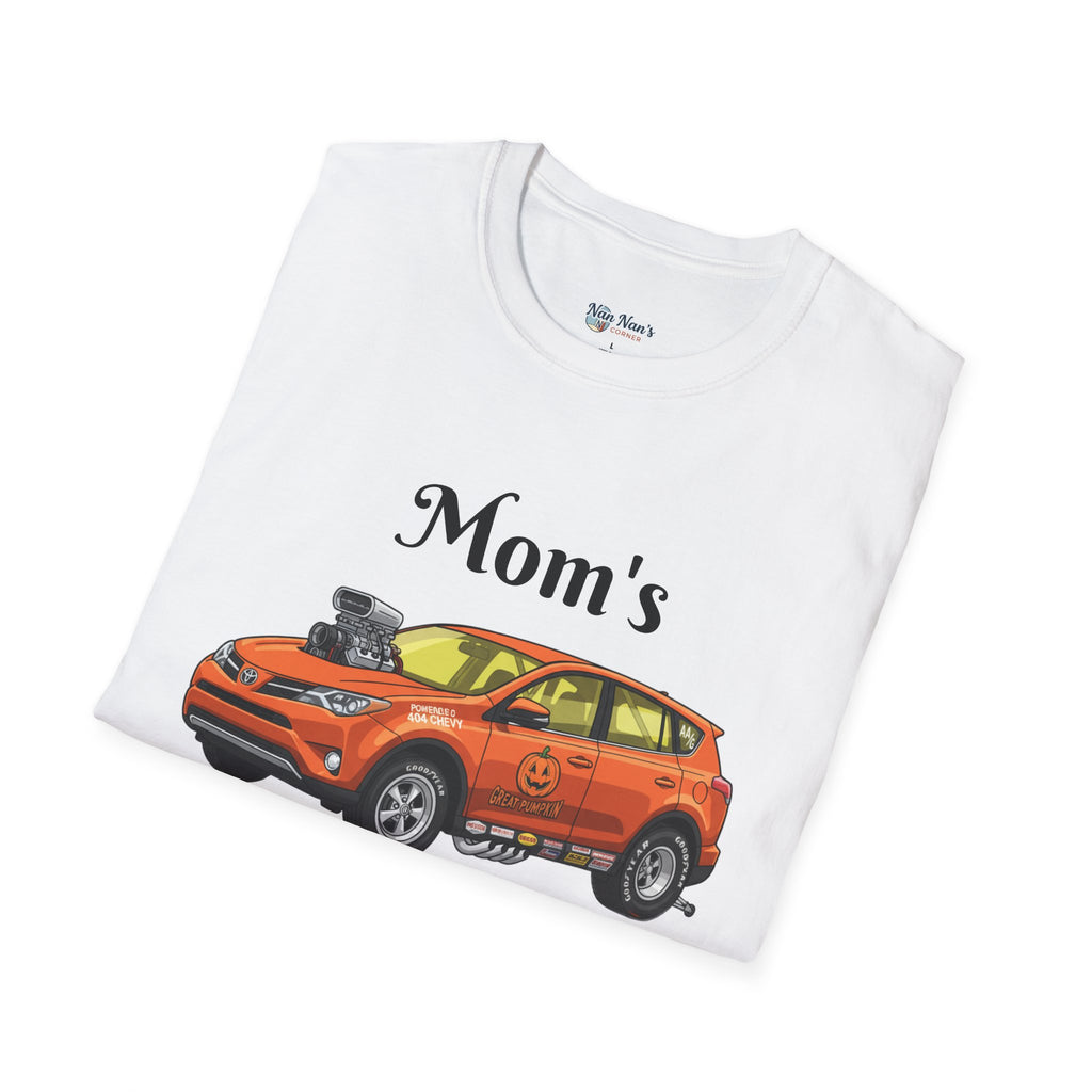 Car Enthusiast T-Shirt — Orange Hot Rod SUV Graphic with “Quicker Picker Upper”