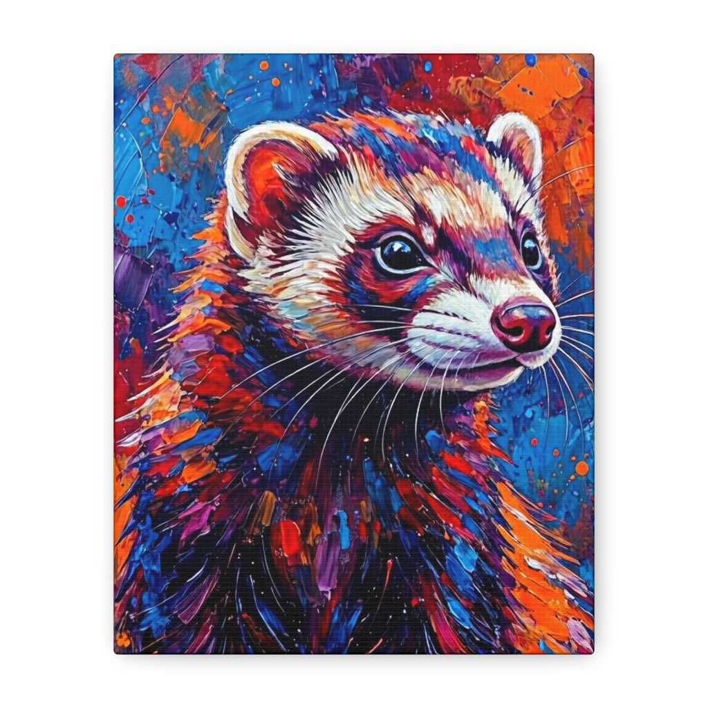 Colorful Ferret Canvas Print /Vibrant Pop-Art Animal Wall Art