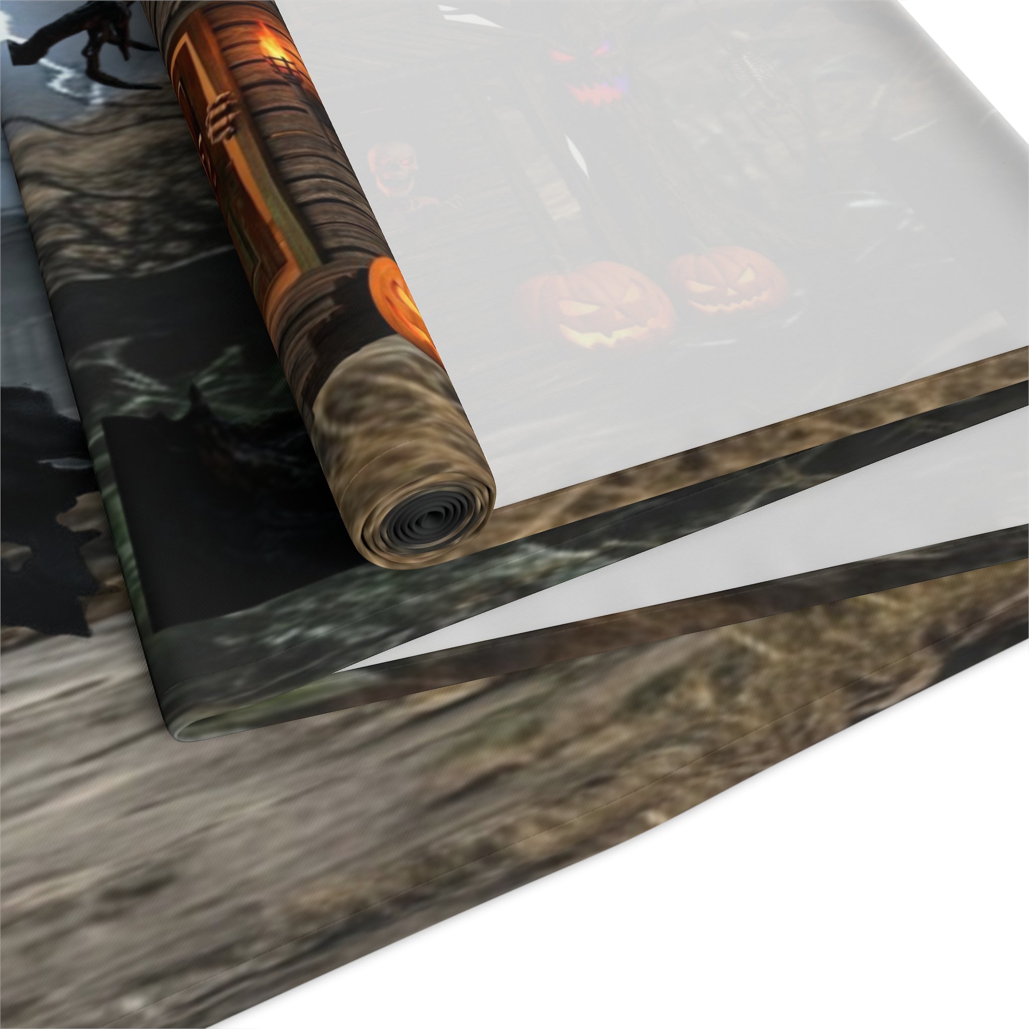 Haunted Graveyard Table Runner — Spooky Halloween Haunted House & Jack-o’-Lantern Décor