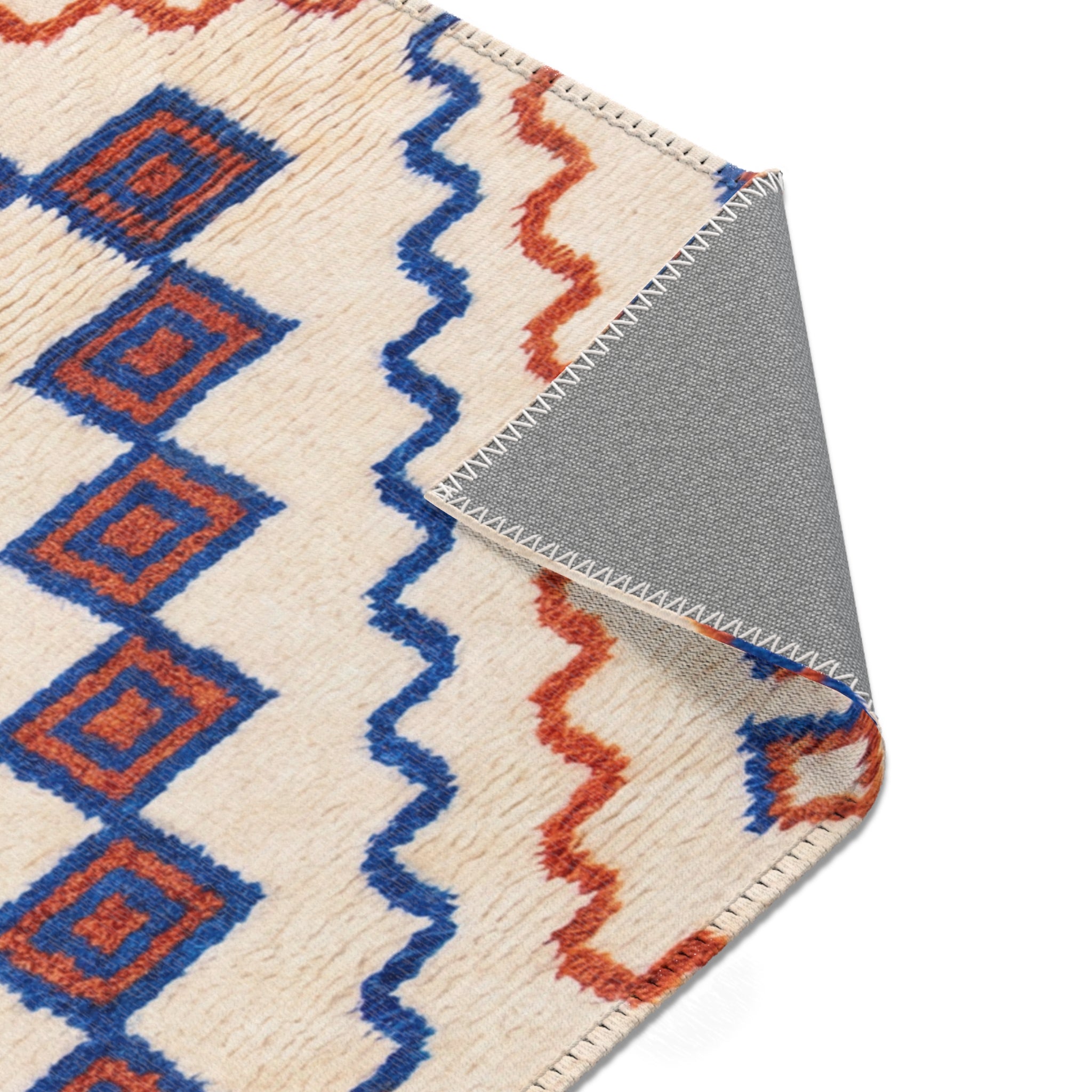 Southwestern Diamond Pattern Area Rug | Blue Rust Geometric