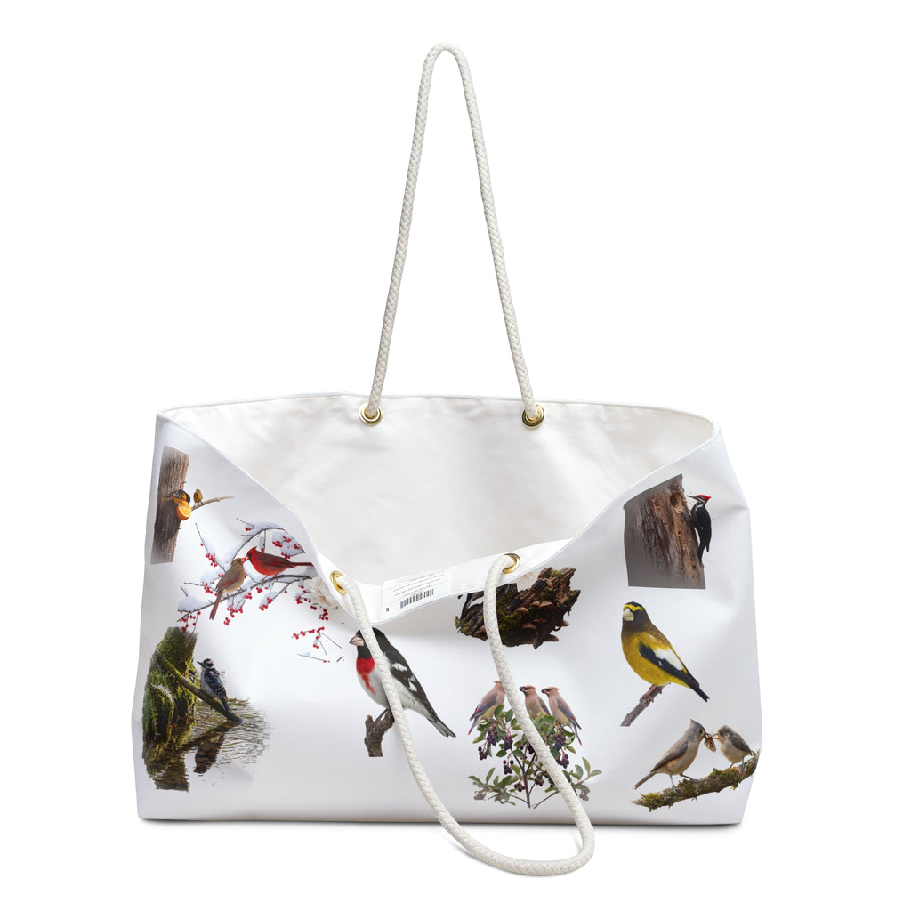 Weekender Bag/Bird Illustration / Botanical Songbird Travel Tote