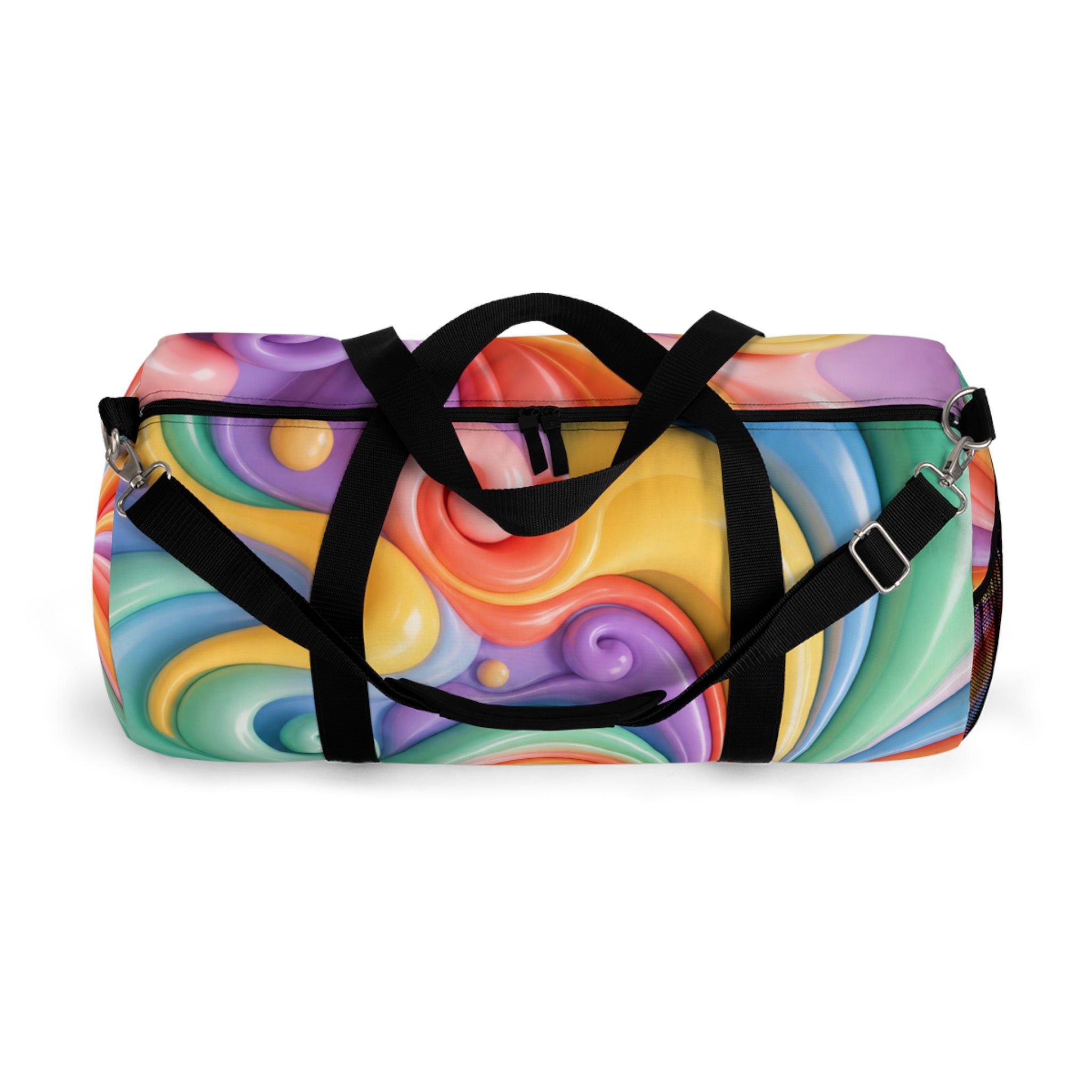 Colorful Swirl Duffel Bag — Retro Rainbow Travel & Gym Bag