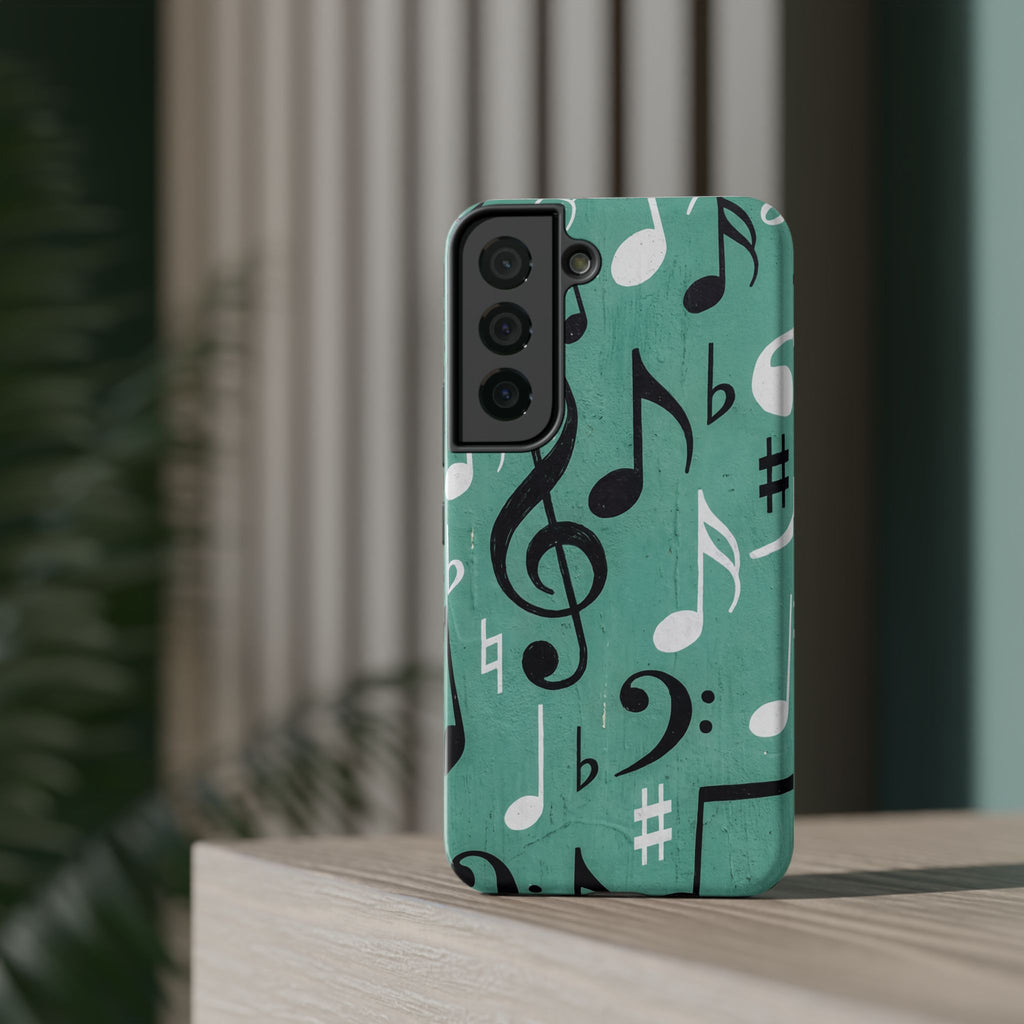Teal Music Notes Phone Case | Impact-Resistant Case