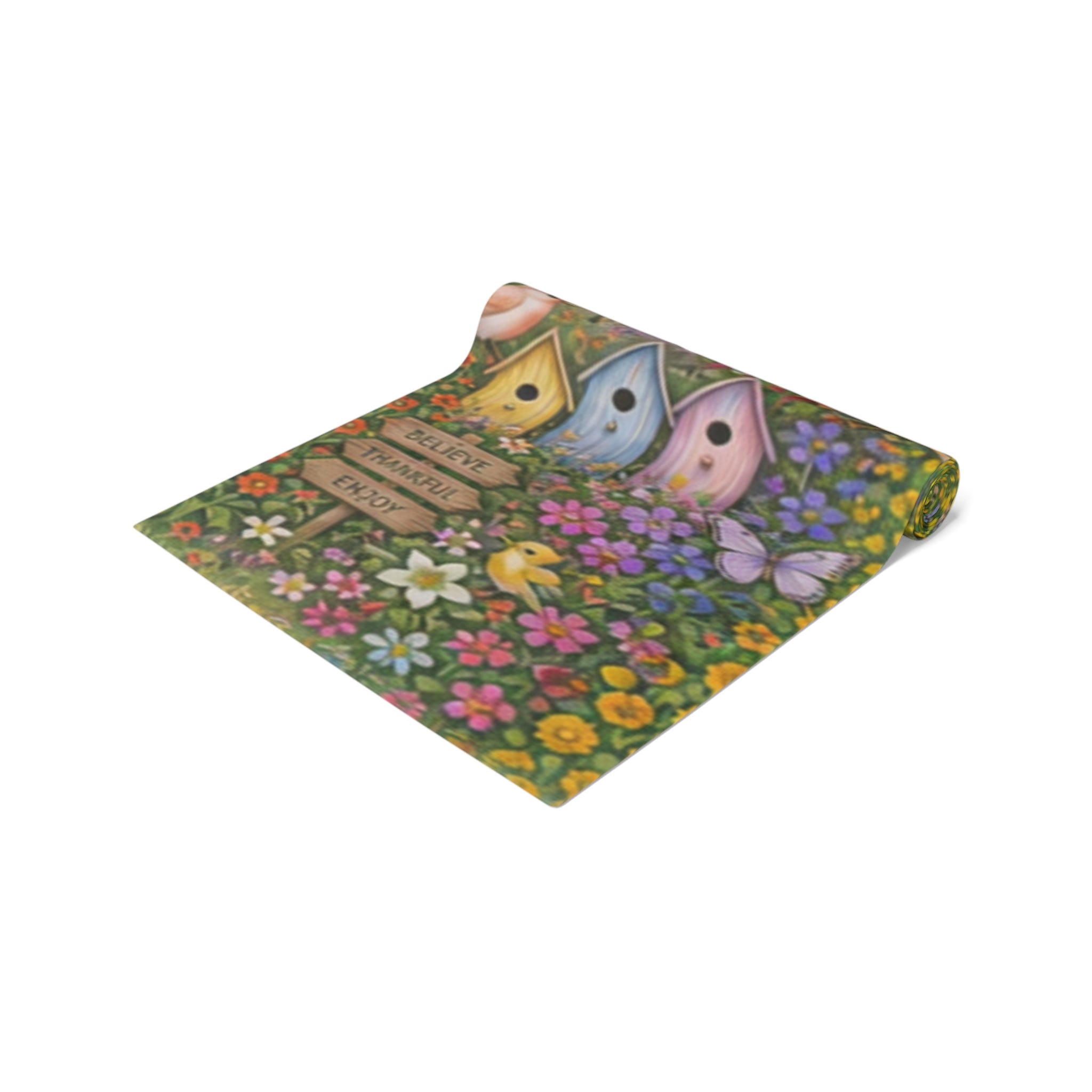 Floral Garden Birds Bees Butterflies Table Runner