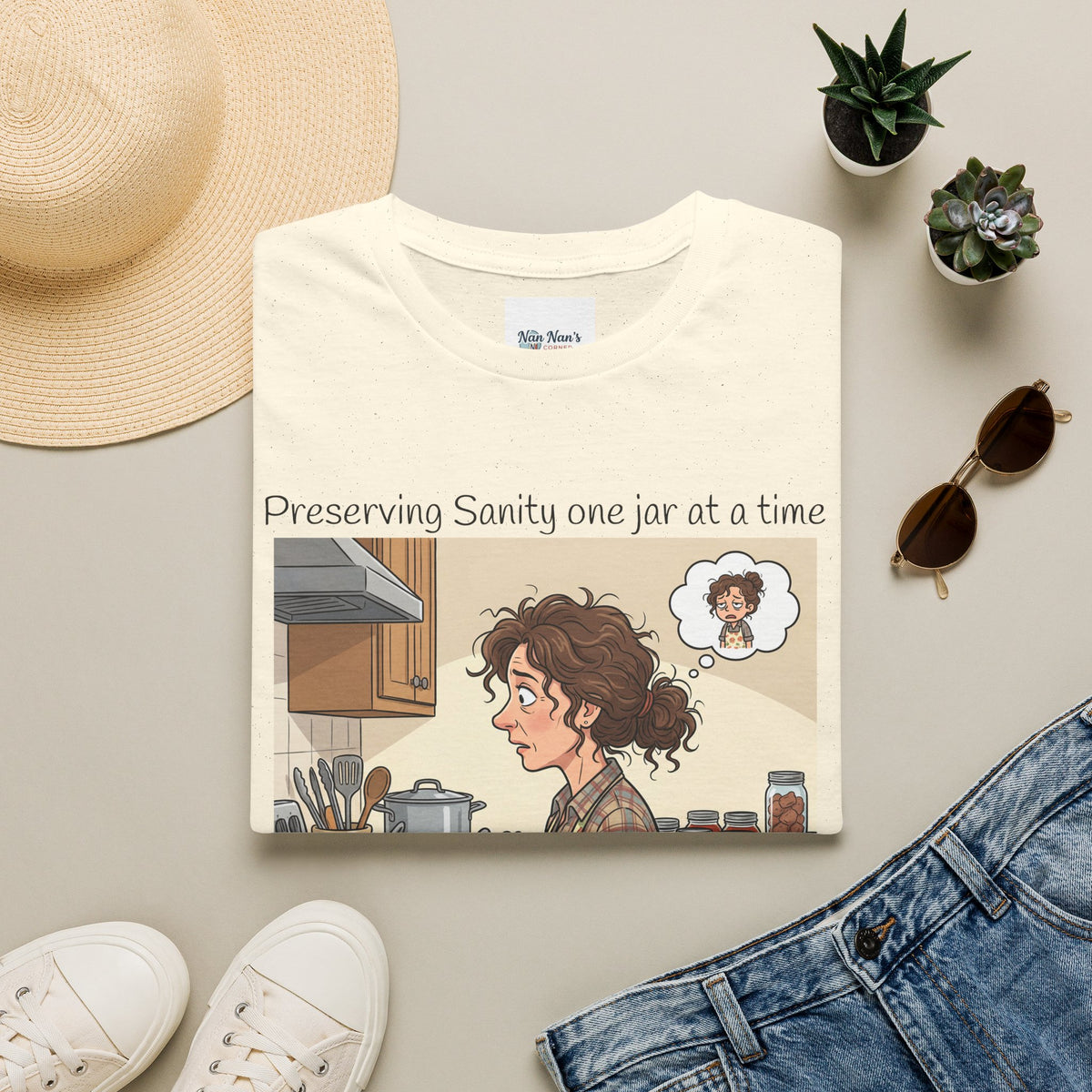 Preserving Sanity One Jar at a Time Unisex Graphic T-Shirt – Funny Canning Kitchen Cotton Tee
