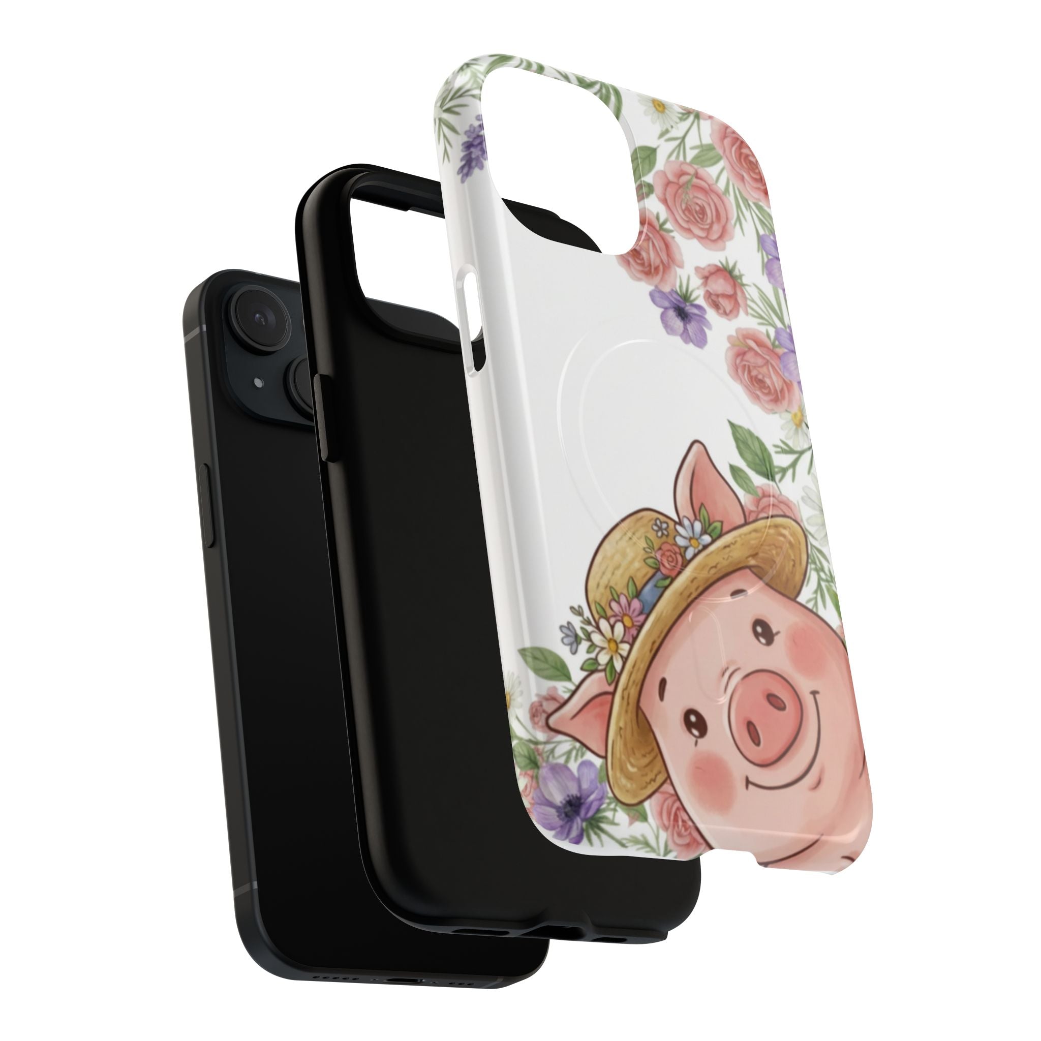Piglet in Straw Hat Floral Phone Case