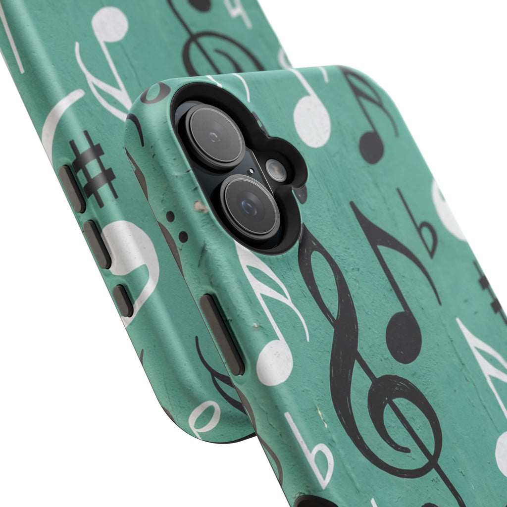 Teal Music Notes Phone Case | Impact-Resistant Case