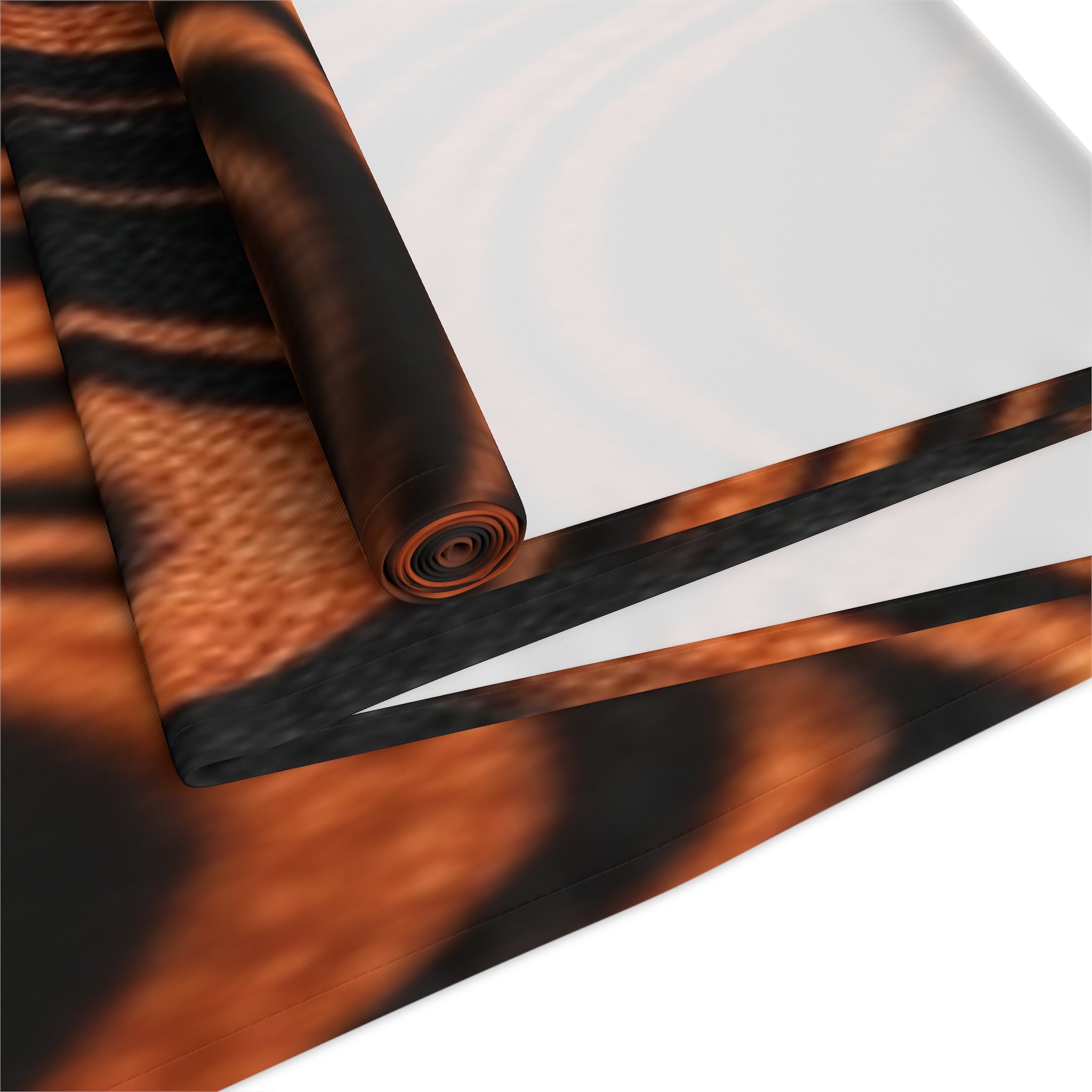 Halloween Copper Marble Swirl Table Runner | Abstract Woodgrain Pattern