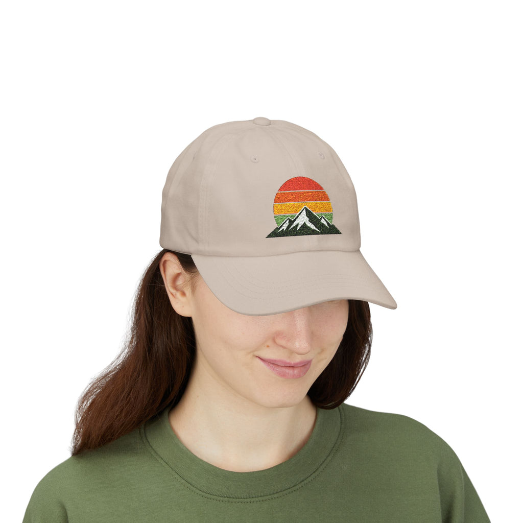 Retro Mountain Sunset Dad Cap | Embroidered Mountain Hat