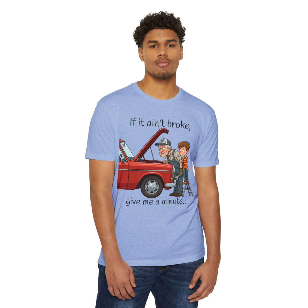 Mechanic Grandpa T-Shirt — "If it ain't broke, give me a minute" Vintage Car Repair Tee