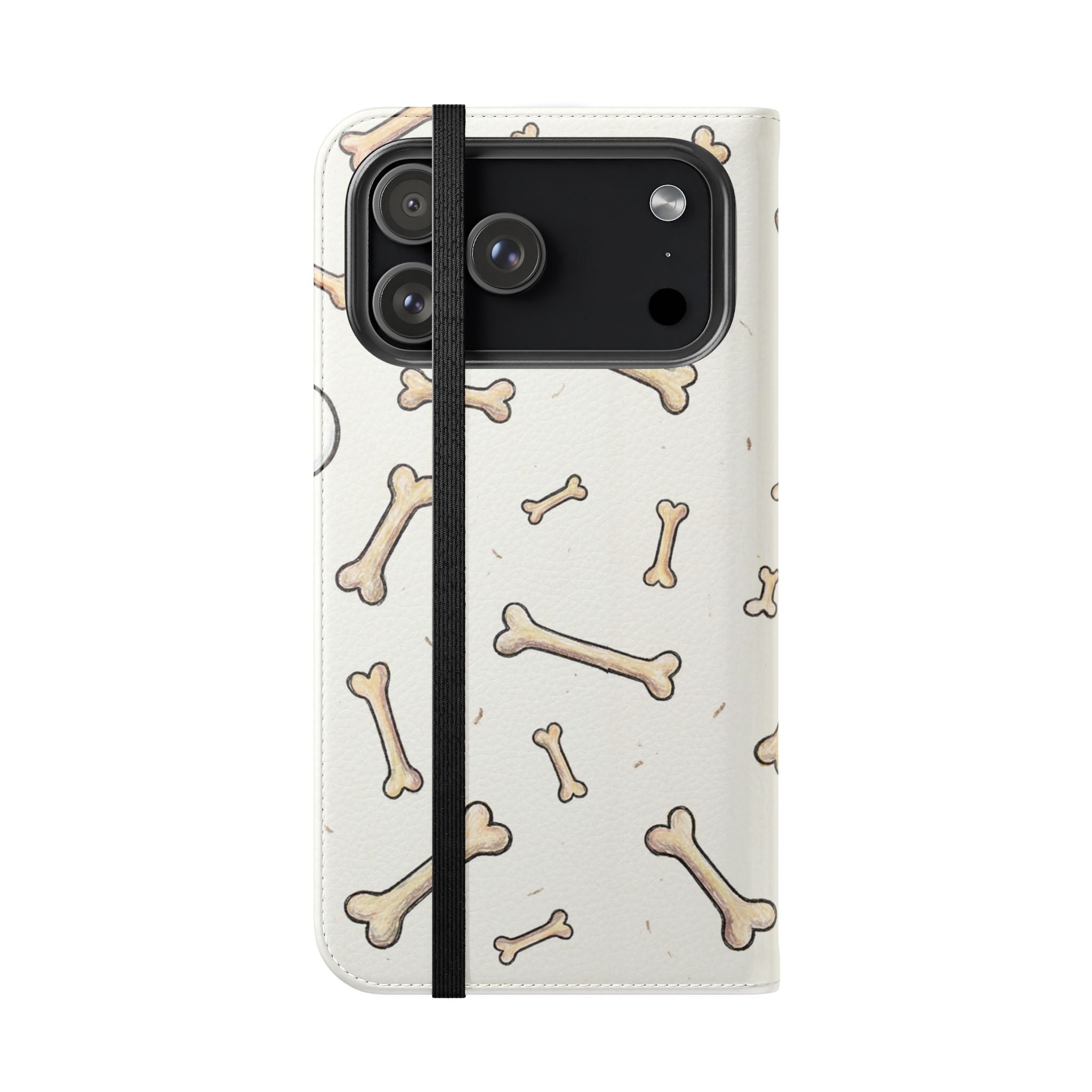 Pug & Bones Phone Flip Case / Cute Dog Wallet Cover