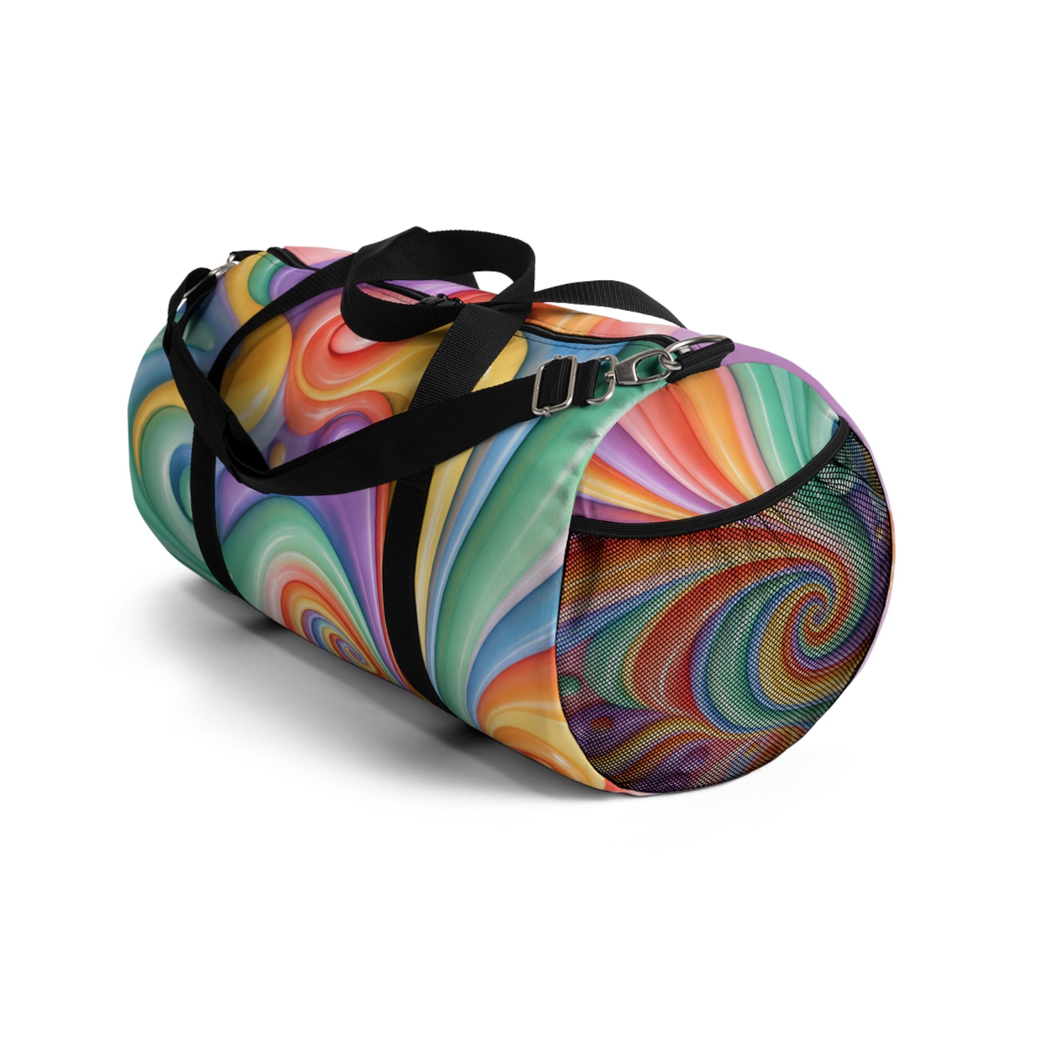Colorful Swirl Duffel Bag — Retro Rainbow Travel & Gym Bag