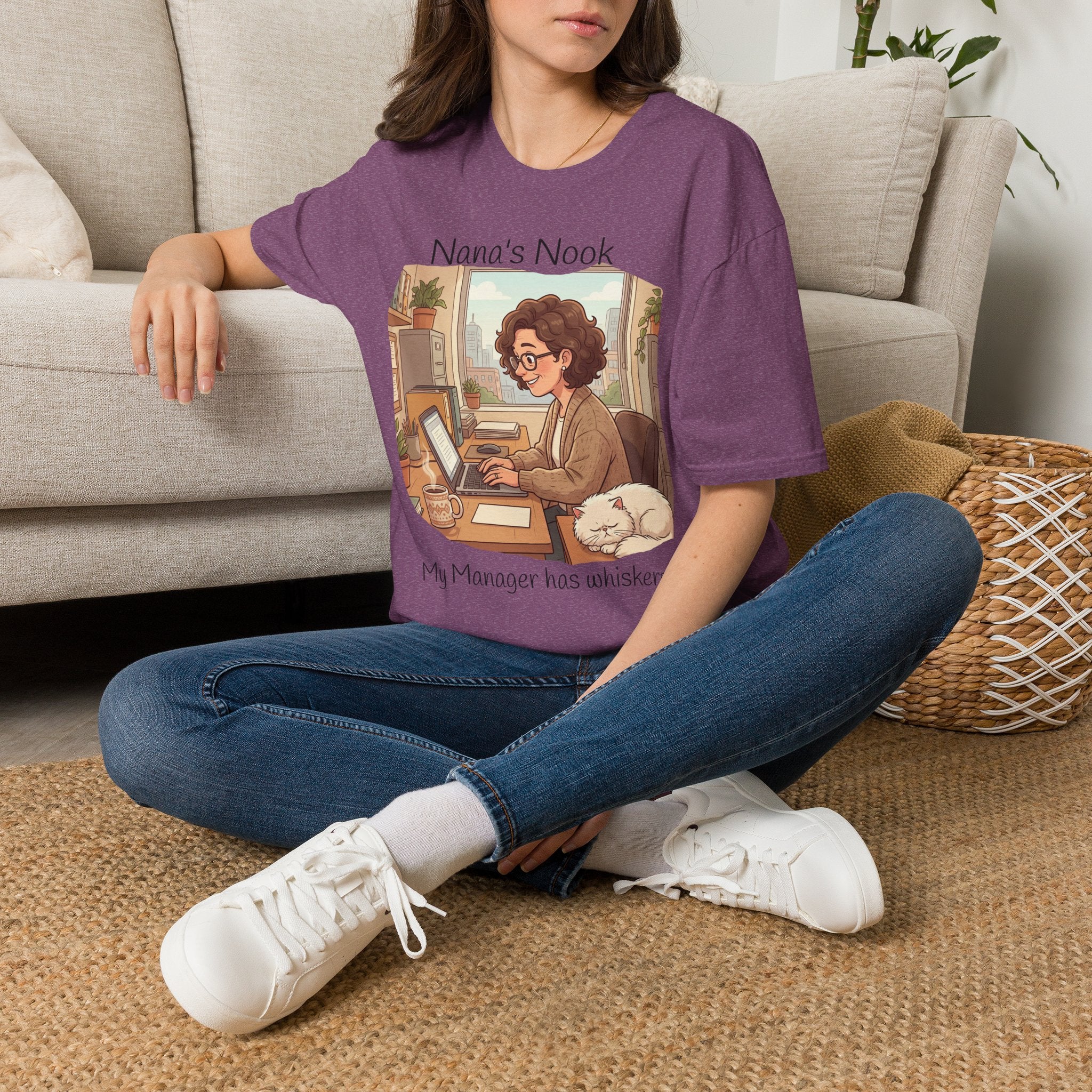 T-Shirt / "Nana's Nook: My Manager Has Whiskers" Cozy Grandma Cat Lover Tee