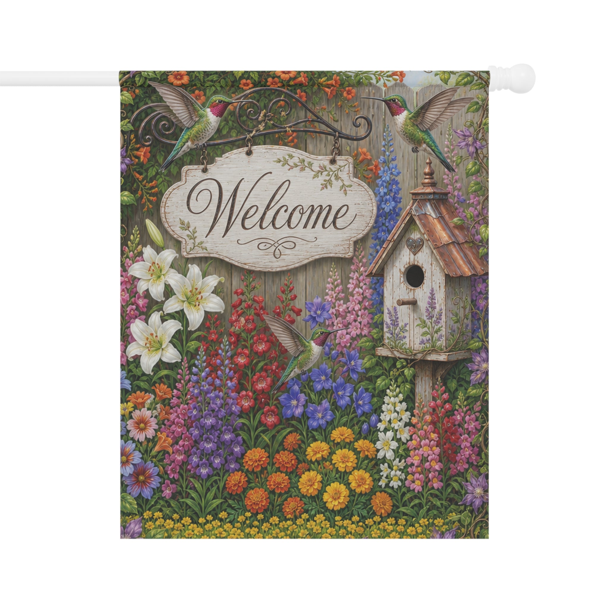 Cottage Garden Floral Banner | House Welcome Flag