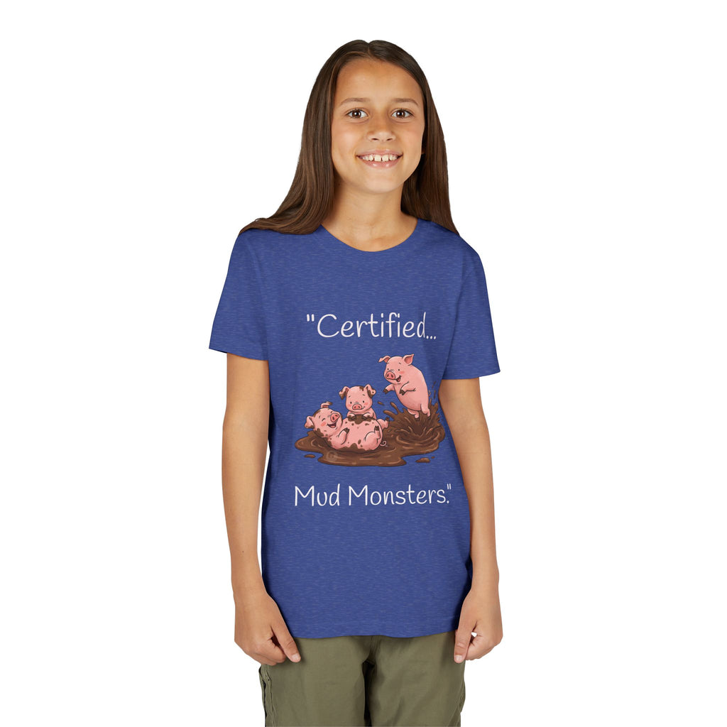 Youth Tee / "Certified Mud Monsters" Playful Piglets Graphic