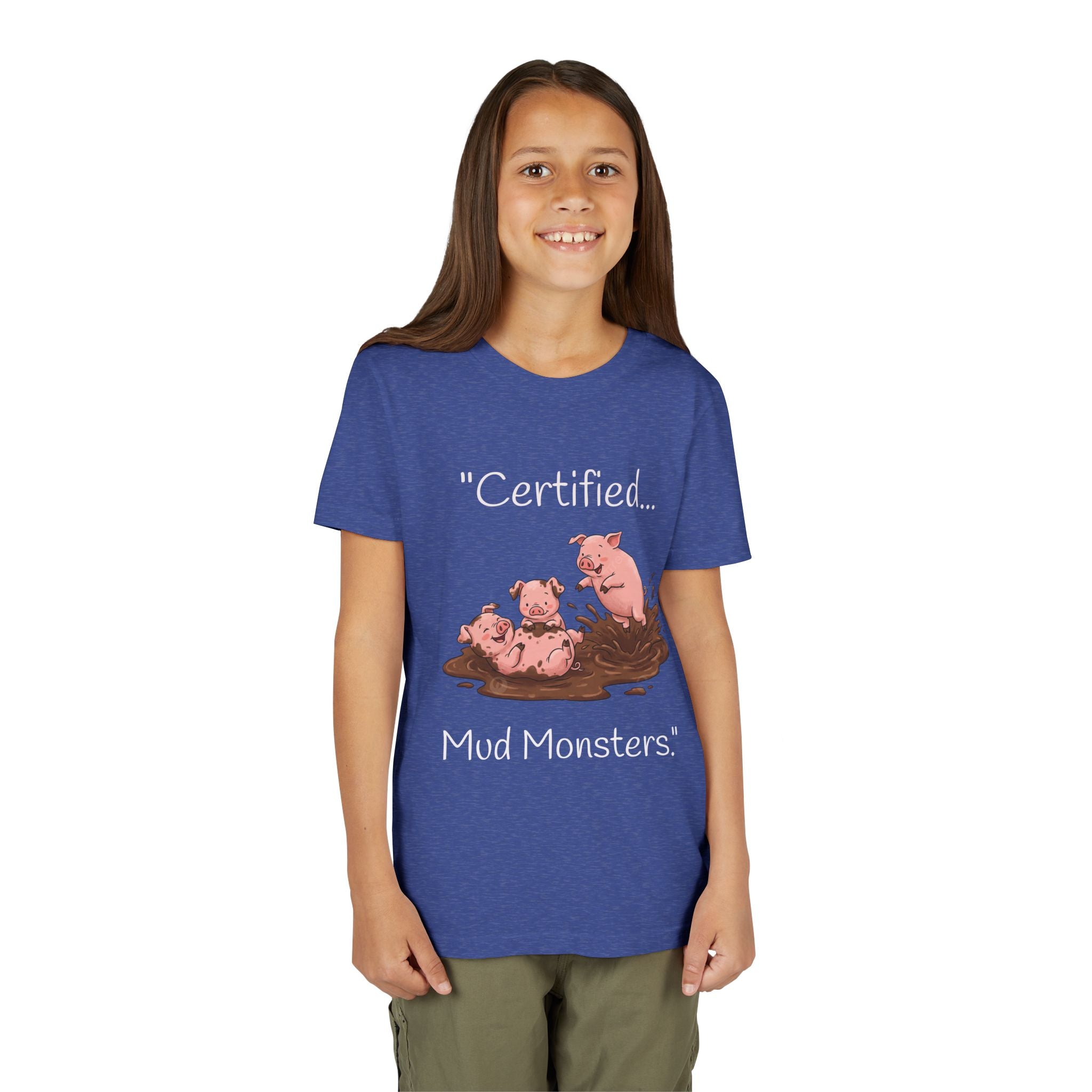 Youth Tee / "Certified Mud Monsters" Playful Piglets Graphic