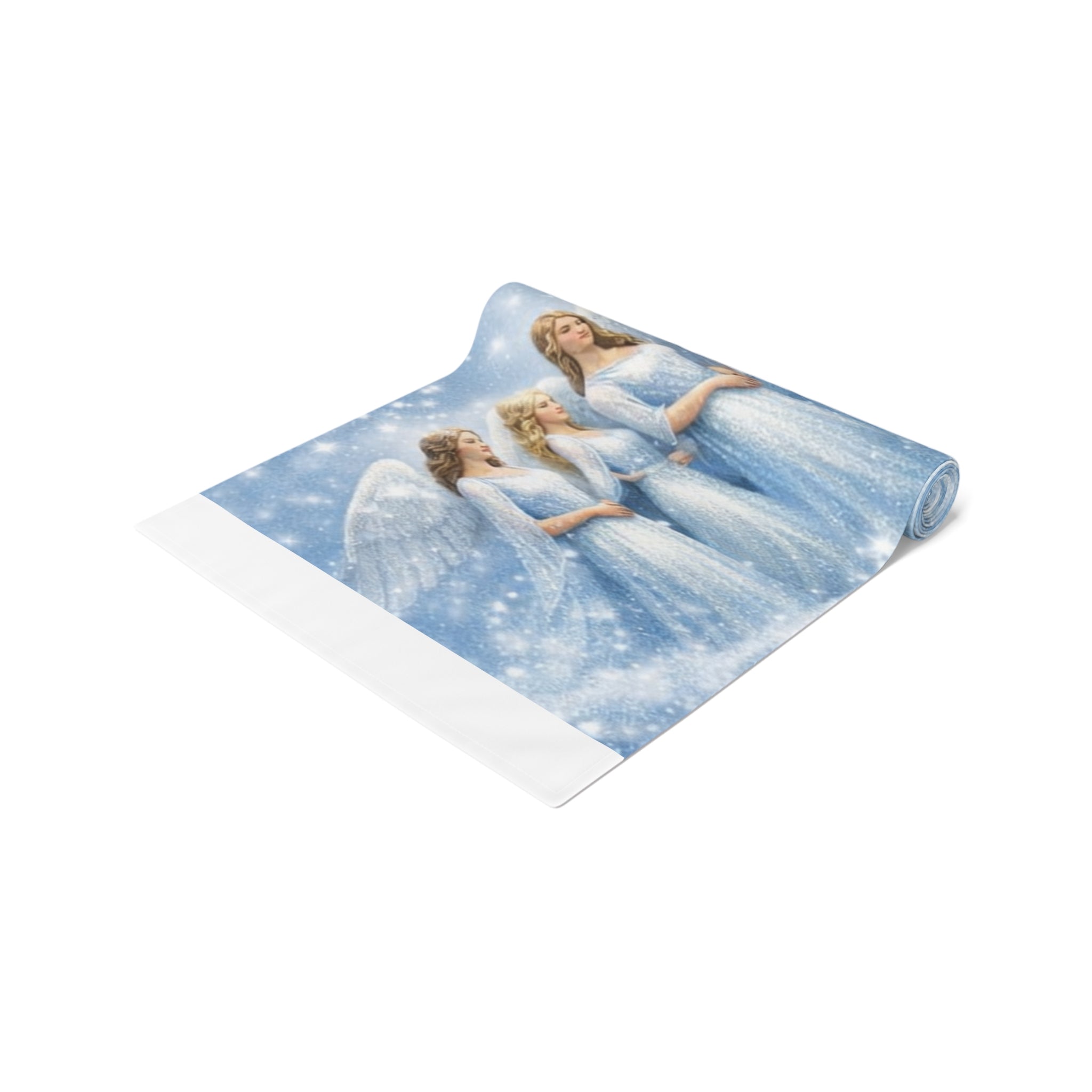 Angelic Women Illustration Table Runner | Heavenly Figures, Soft Pastel