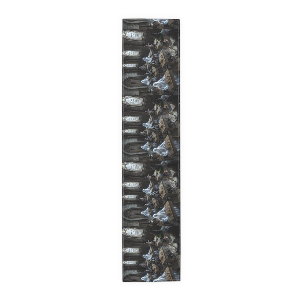 Haunted School Room Scene Table Runner | Halloween Gothic Decor