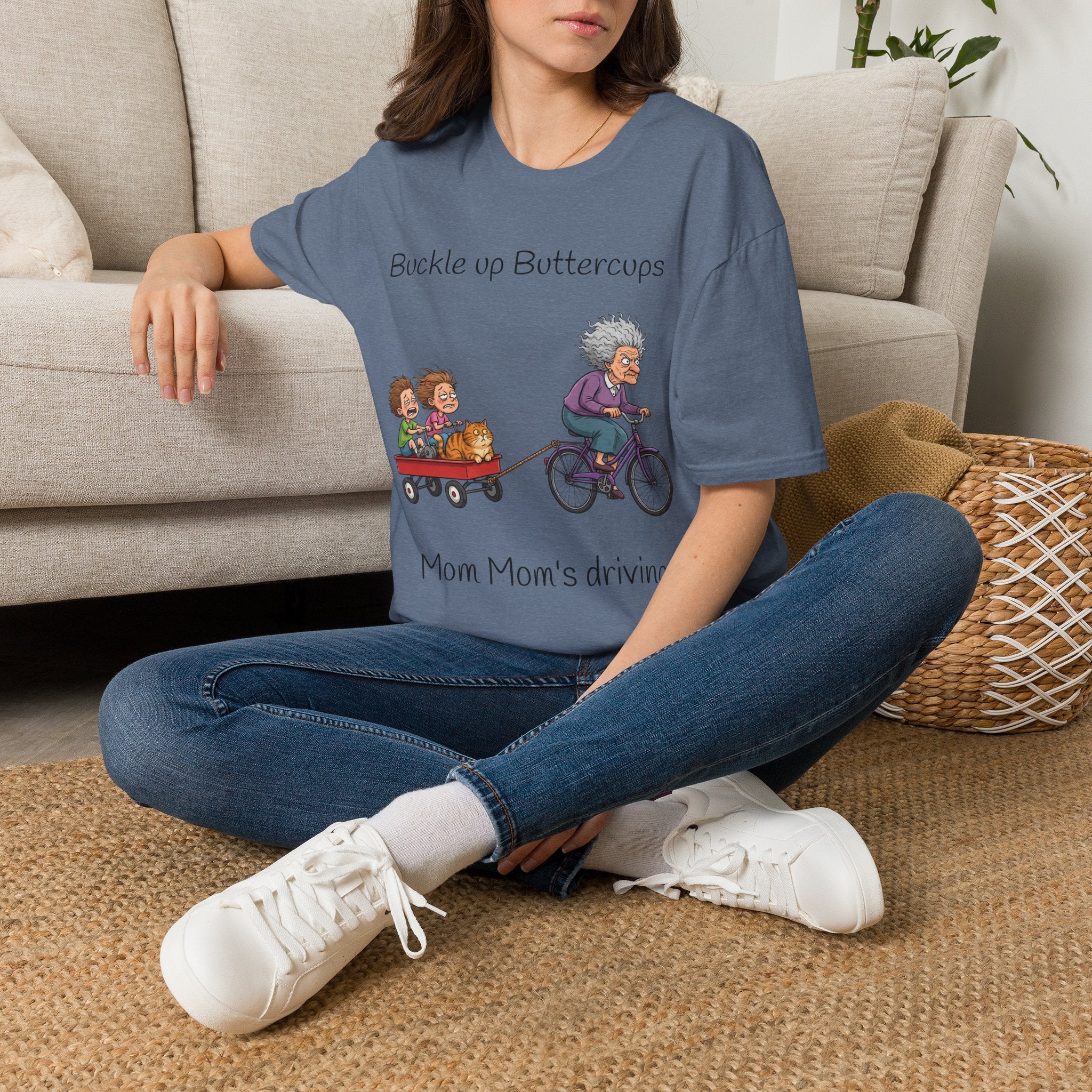 Buckle Up Buttercups Mom Mom's Driving Unisex Graphic T-Shirt – Novelty Cotton Tee