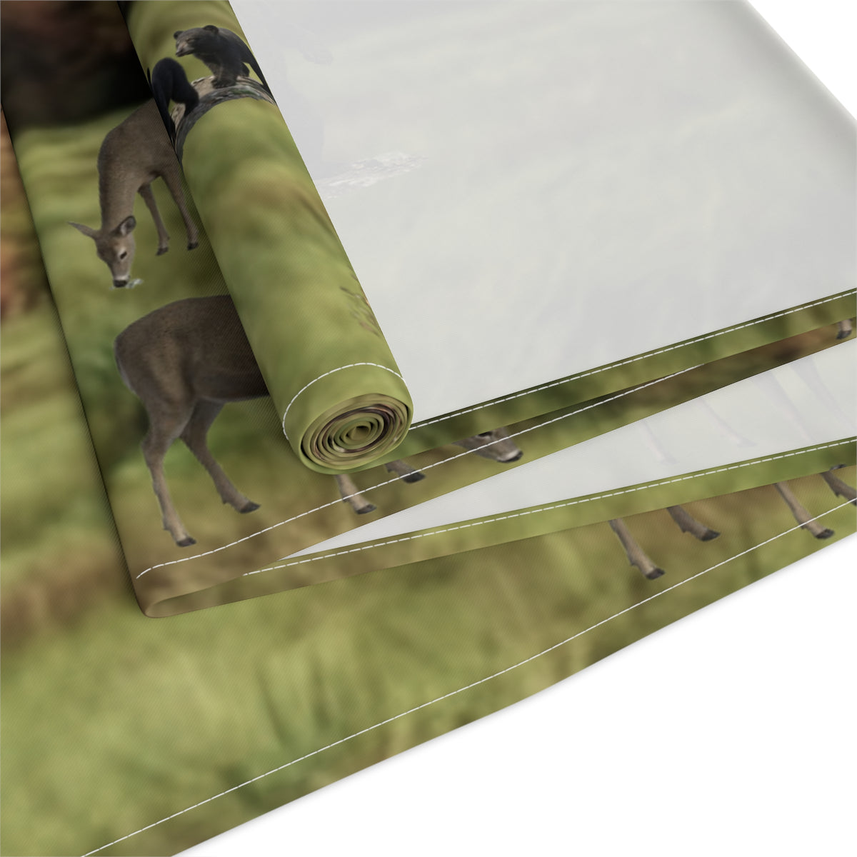 Fall Deer Table Runner | Autumn Wildlife Dining Decor (Cotton & Poly)
