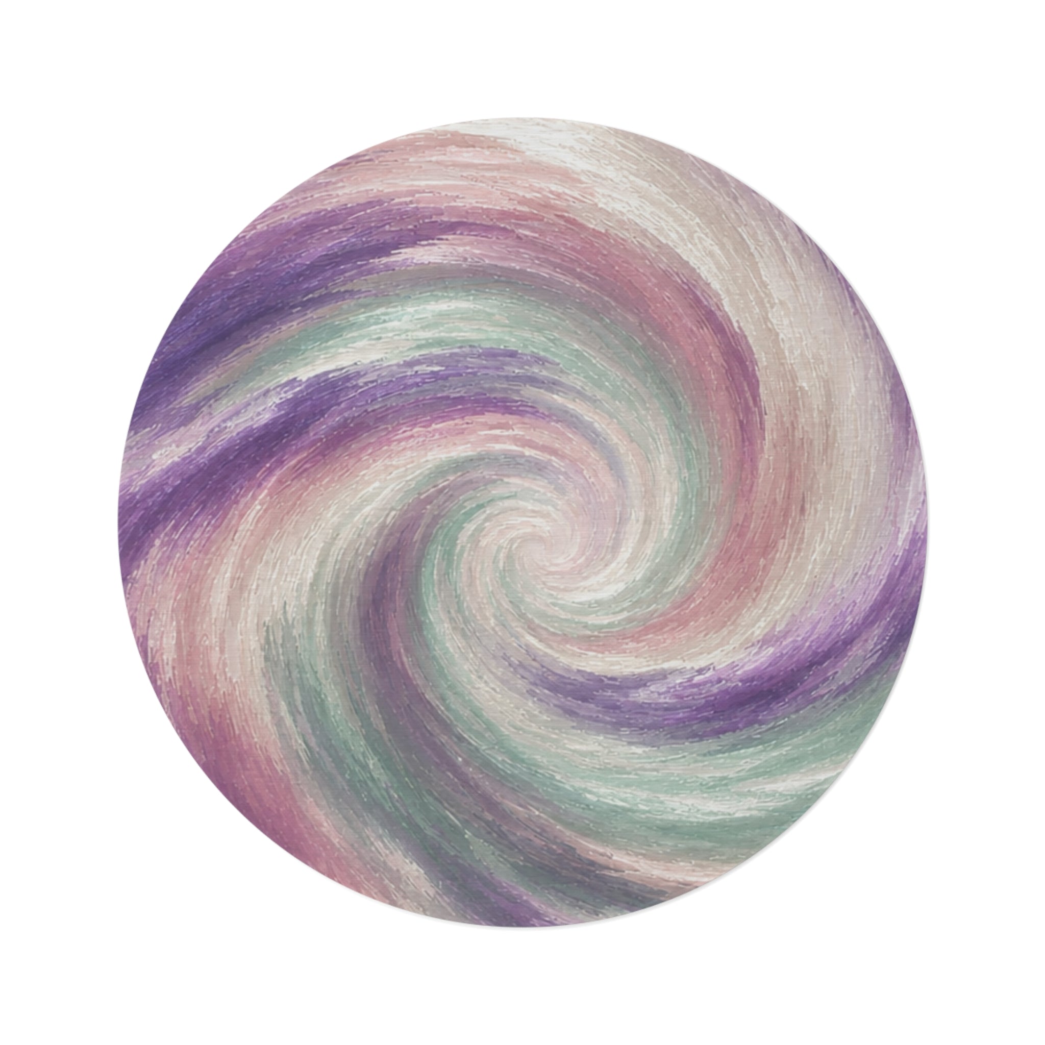 Lavender Mint Vortex Round Rug | Blush Cream Circular Area Rug