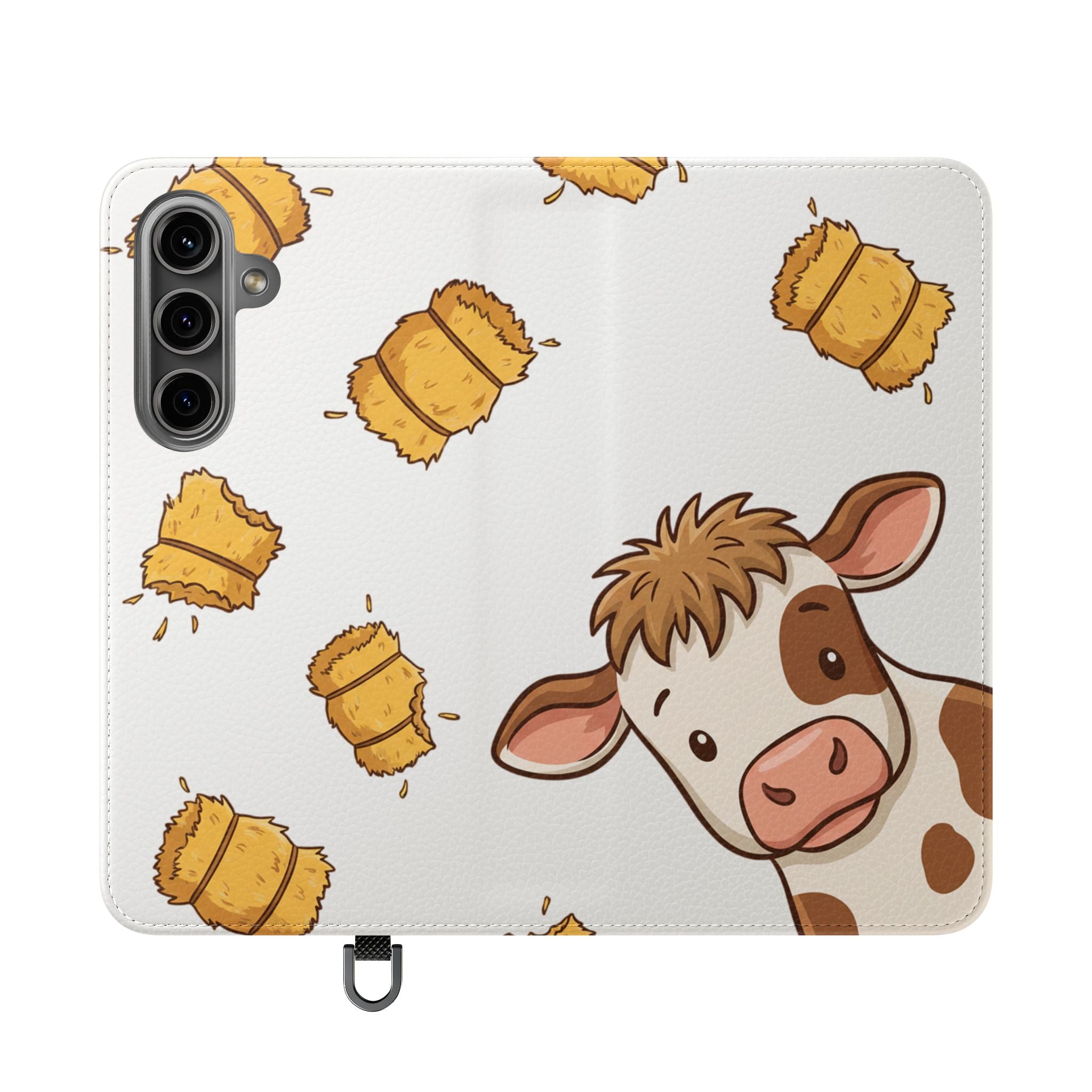 Cow & Hay Pattern Flip Case/ Cute Farm Animal Phone Wallet