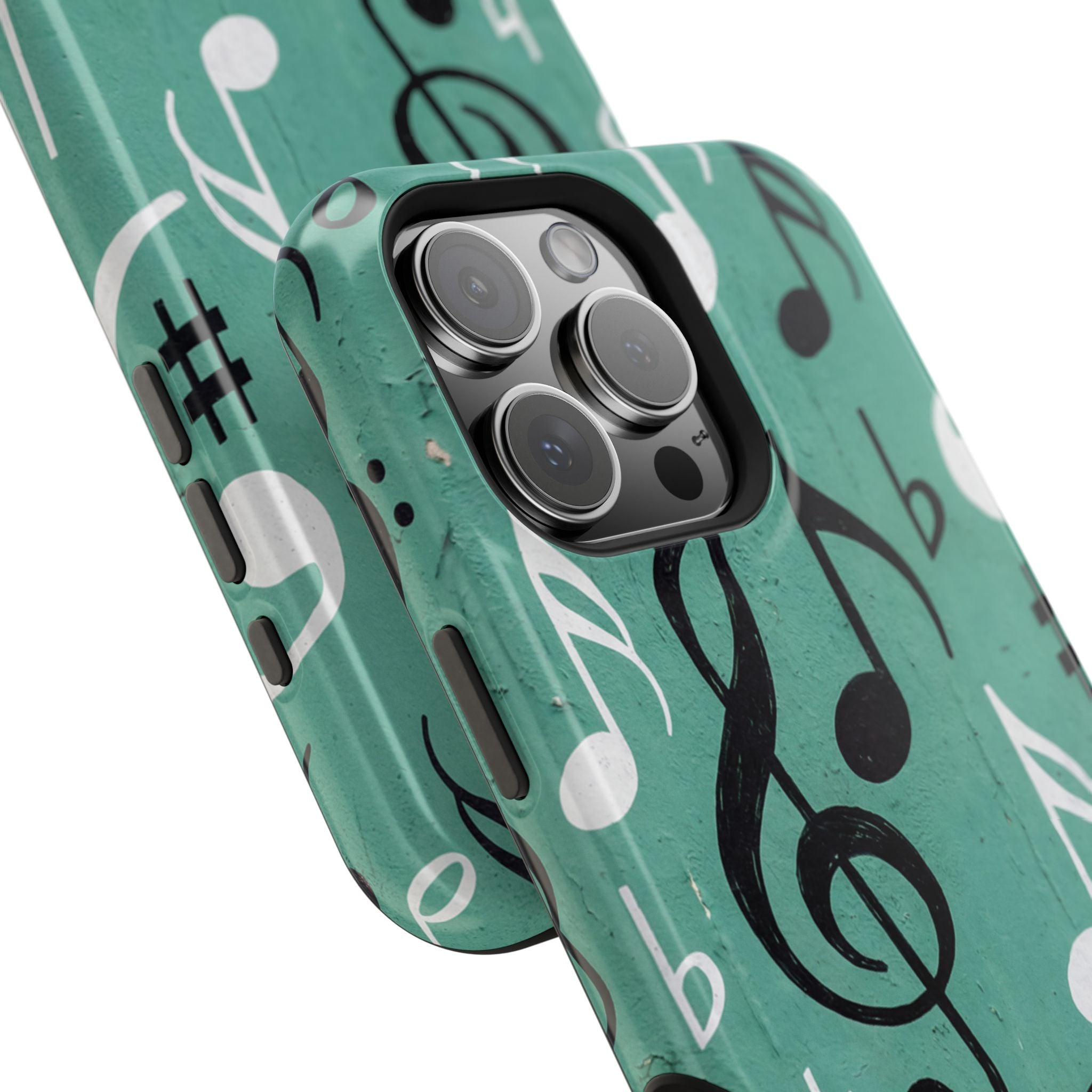 Teal Music Notes Phone Case | Impact-Resistant Case