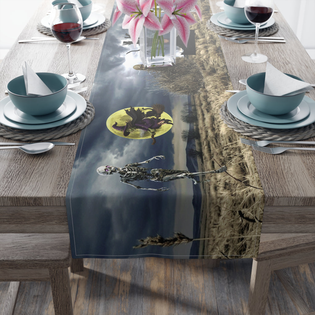 Haunted Mansion Table Runner | Moonlit Gothic Scene – Spooky Halloween Table Decor