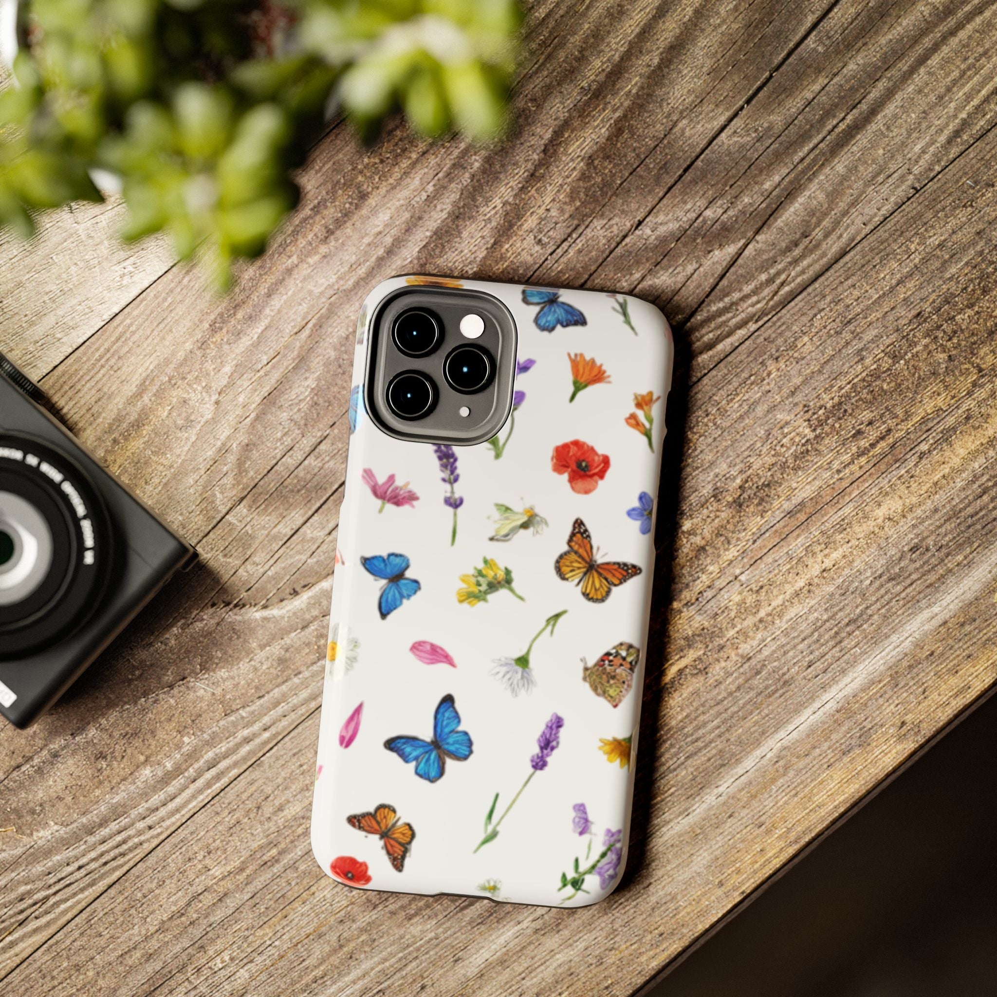 Butterfly Meadow Tough Phone Case / Floral Protective Phone Cover