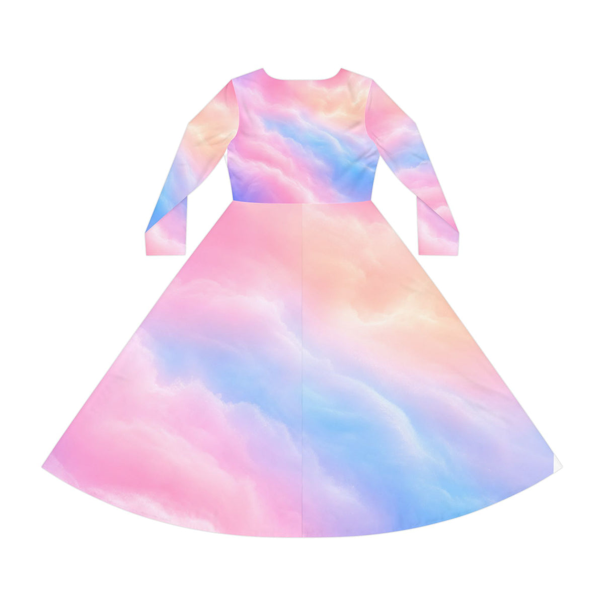 Pastel Cloud Print Long Sleeve Dress