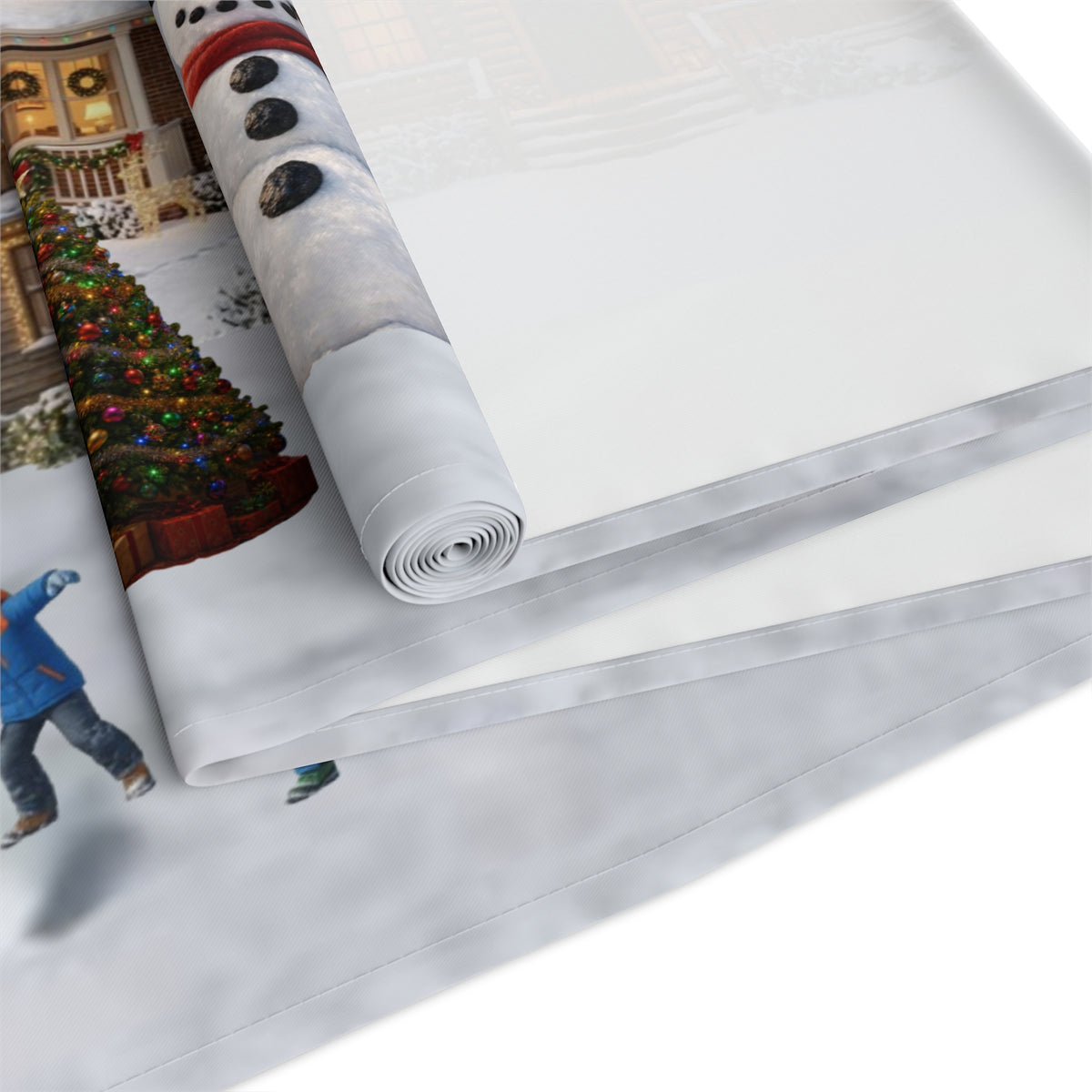 Storybook Snowman Village Table Runner | Winter Wonderland Holiday Decor