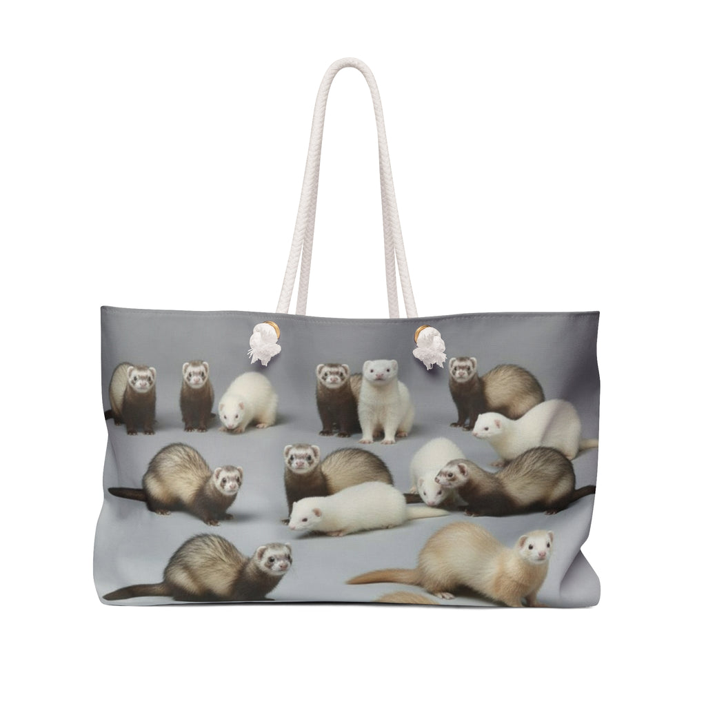 Weekender Bag/Ferret Pattern / Cute Ferret Travel Tote
