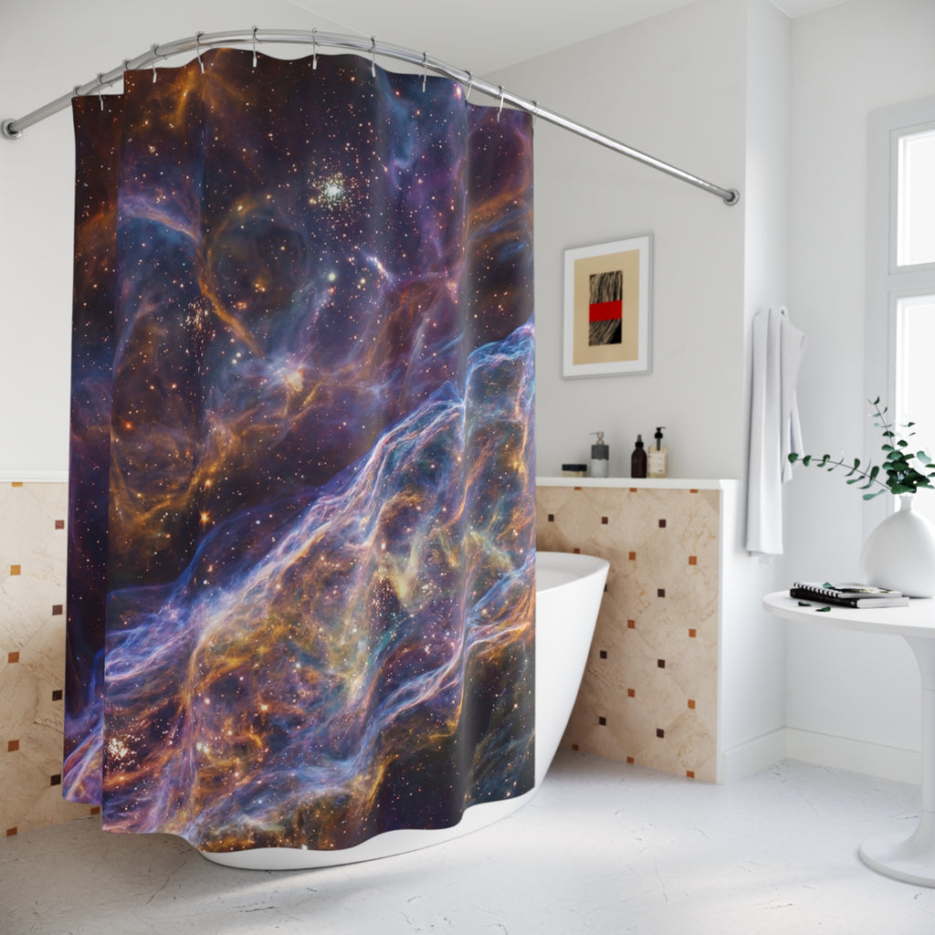 Cosmic Nebula Shower Curtain/ Space Galaxy Stars Bathroom