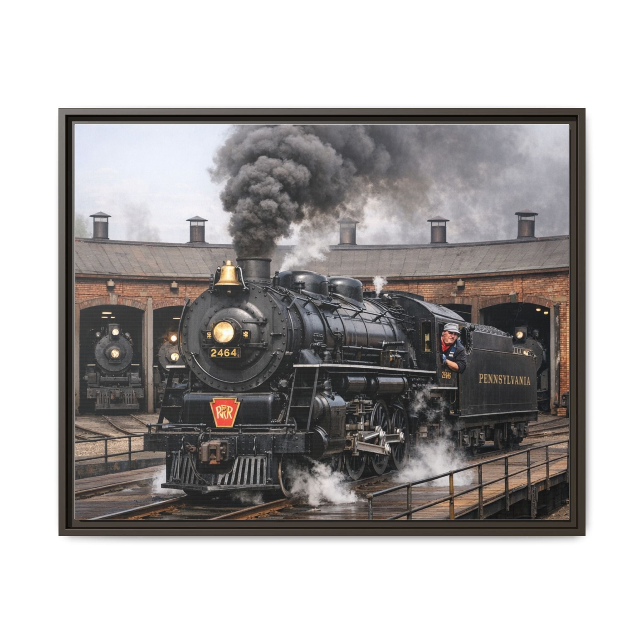 Framed Steam Train/Matte Canvas60 (Multi-color)