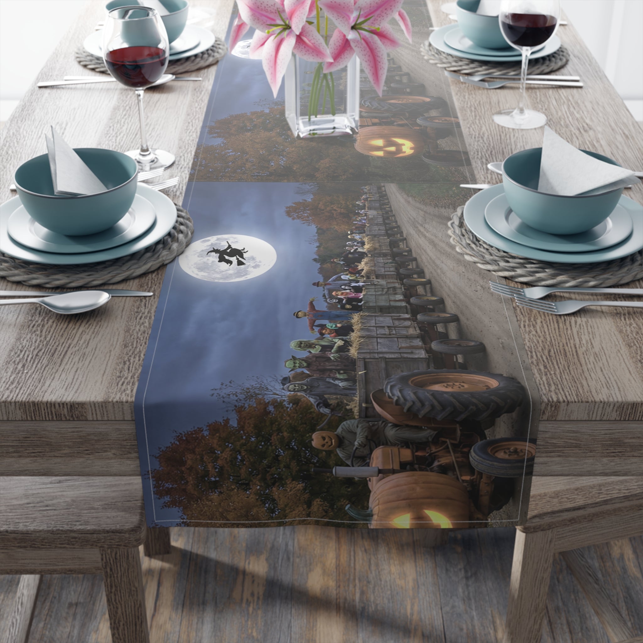 Halloween Pumpkin & Full Moon Table Runner