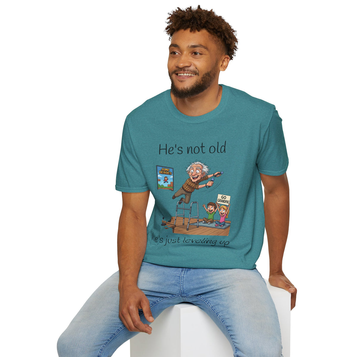 He's Not Old Funny Gamer Grandfather Unisex Graphic T-Shirt – Novelty Gaming Cotton Tee
