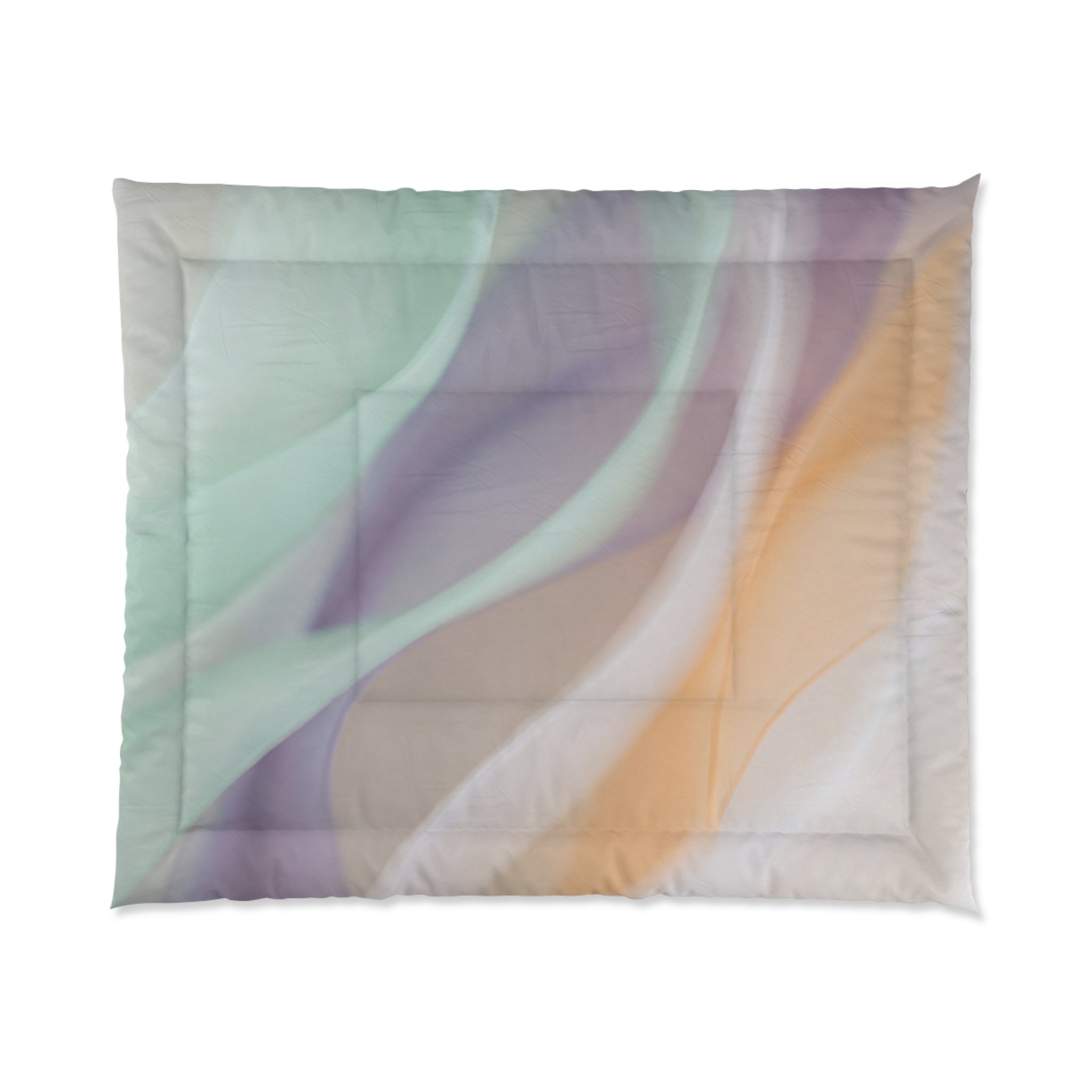 Pastel Wave Comforter / Abstract Soft Gradient Bedding for Calm Bedrooms