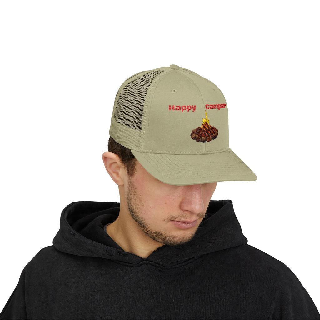Happy Camper campfire Embroidered Snapback Cap | Trucker hat