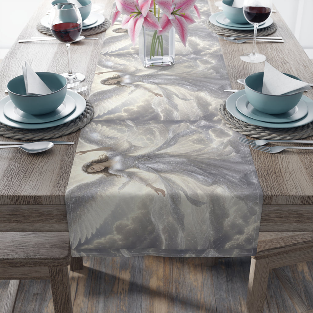 Sparkly White Angels Table Runner | Cotton Poly Blend