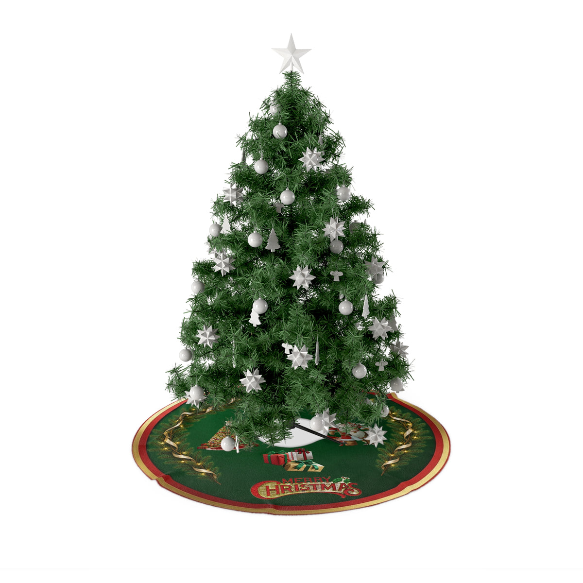 Green Vintage Santa Christmas Tree Skirt | Holiday Decor