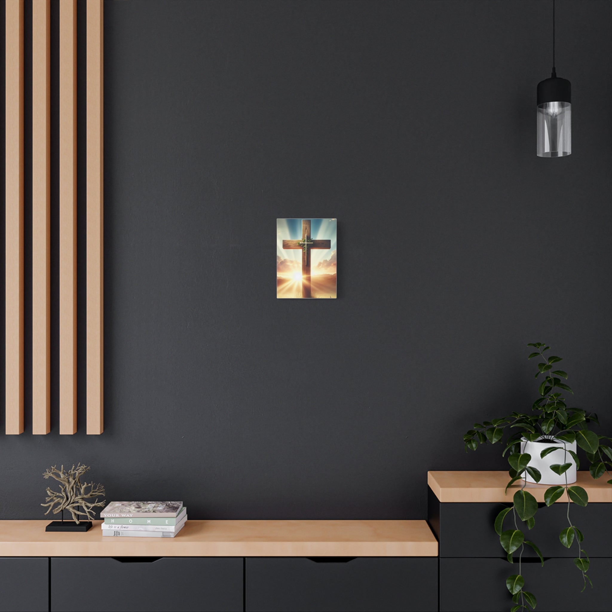 Sunrise Cross Matte Canvas Wall Art / Christian Inspirational Religious Home Decor