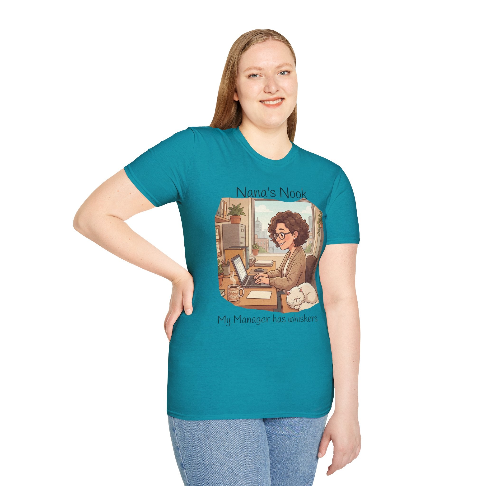 T-Shirt / "Nana's Nook: My Manager Has Whiskers" Cozy Grandma Cat Lover Tee