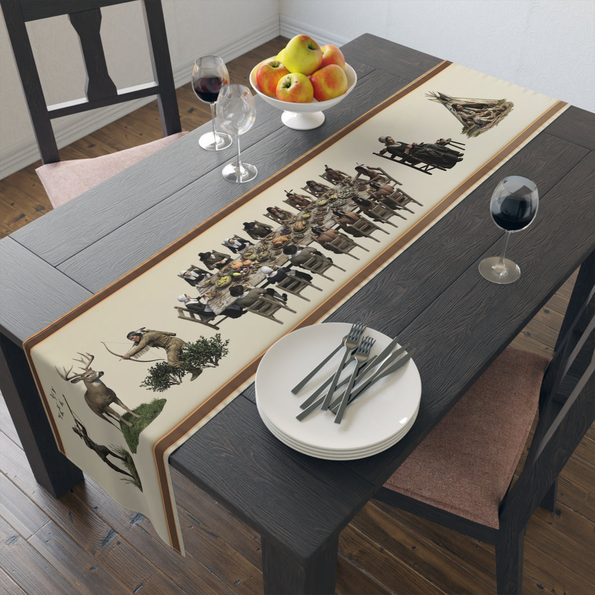 Thanksgiving Table Runner | Autumn Holiday Dining Decor (Cotton & Poly)