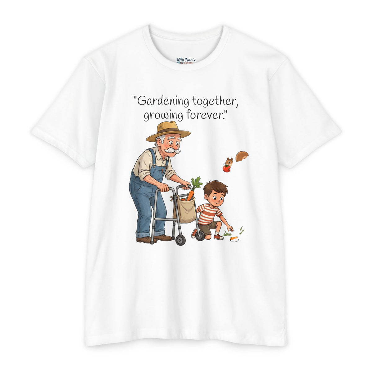 Gardening Together T-Shirt — "Gardening together, growing forever." Grandparent & Child Garden Tee