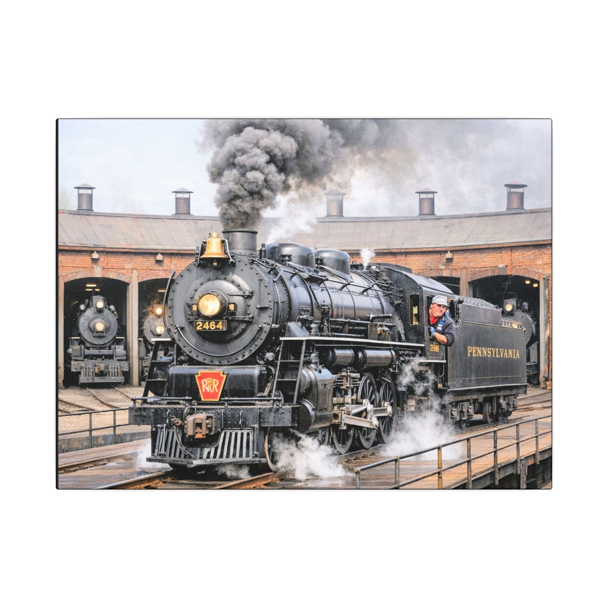 Vintage Steam Locomotive Canvas Print — Pennsylvania Railroad Train Wall Art