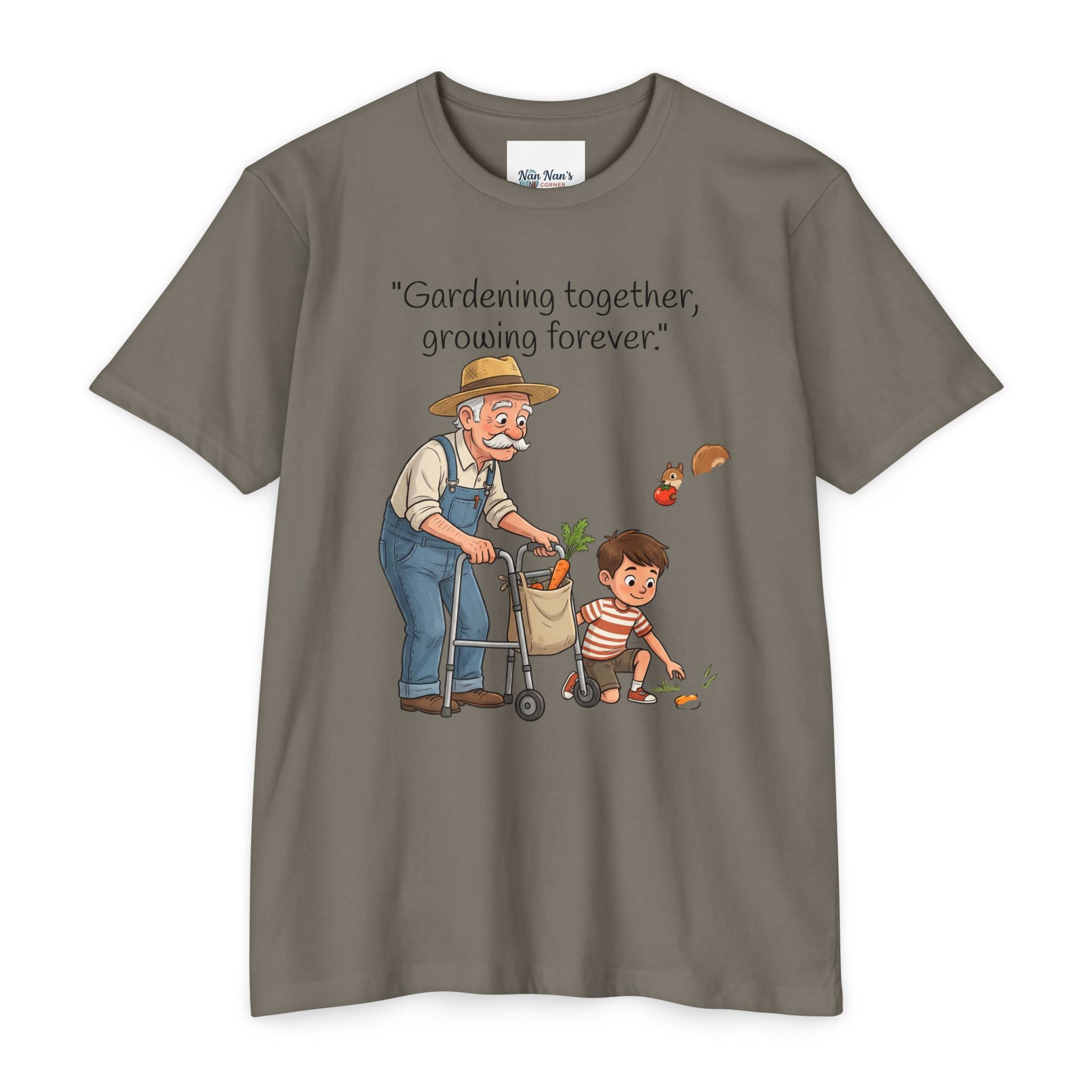 Gardening Together T-Shirt — "Gardening together, growing forever." Grandparent & Child Garden Tee